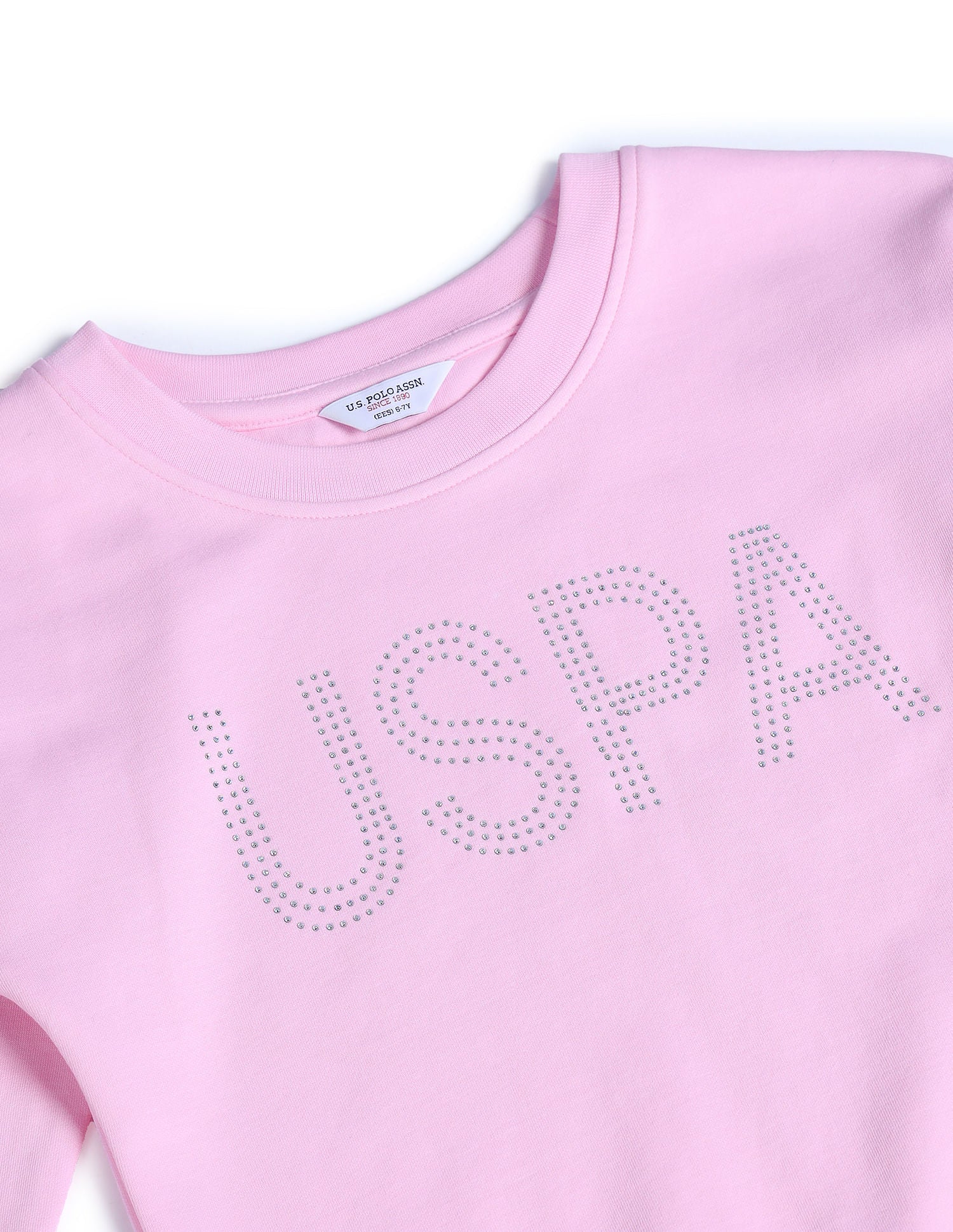 Girls Brand Print Sweatshirt Light Pink - U.S. POLO ASSN. | Large