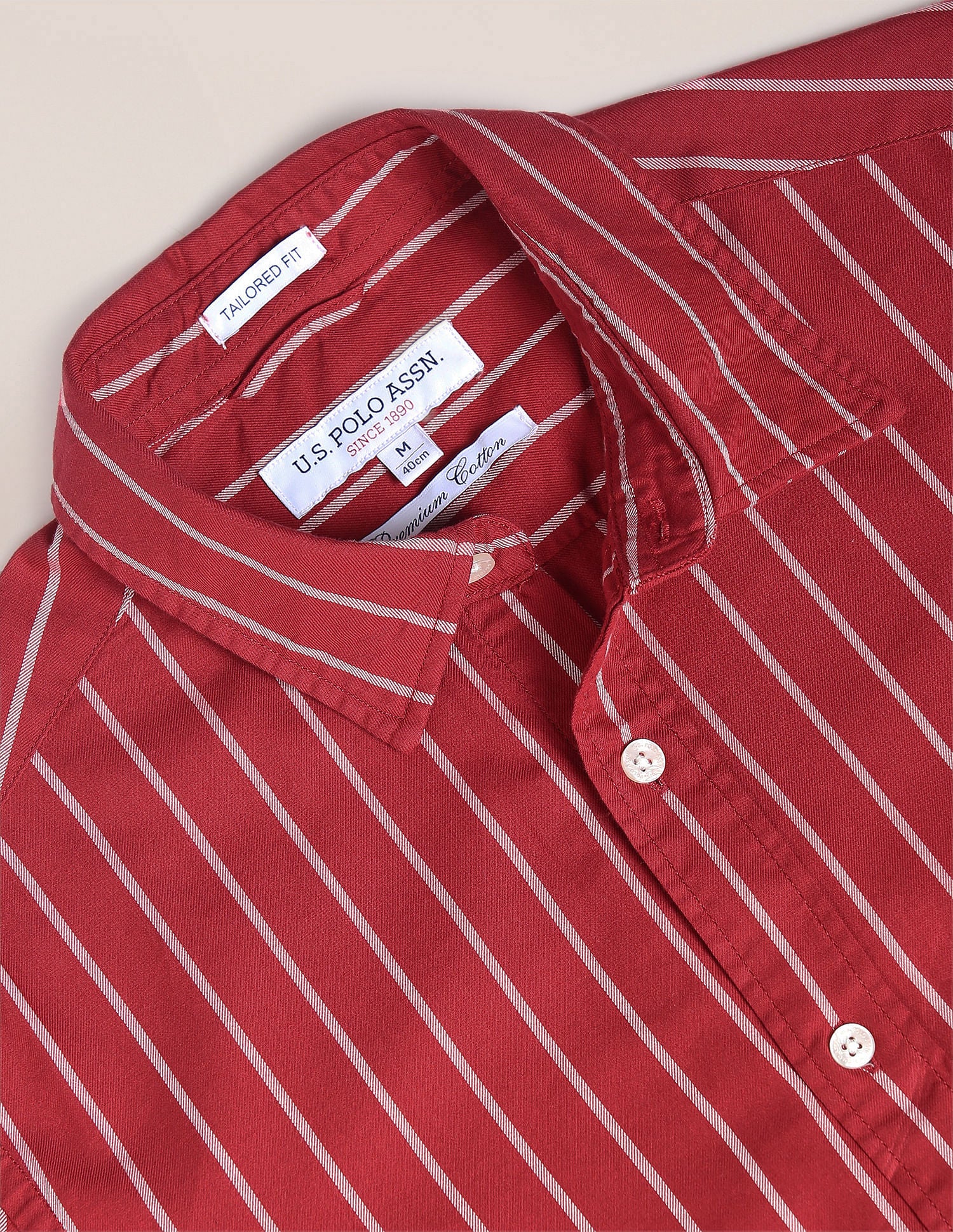 Premium Cotton Twill Shirt Red - U.S. Polo Assn. India | Large