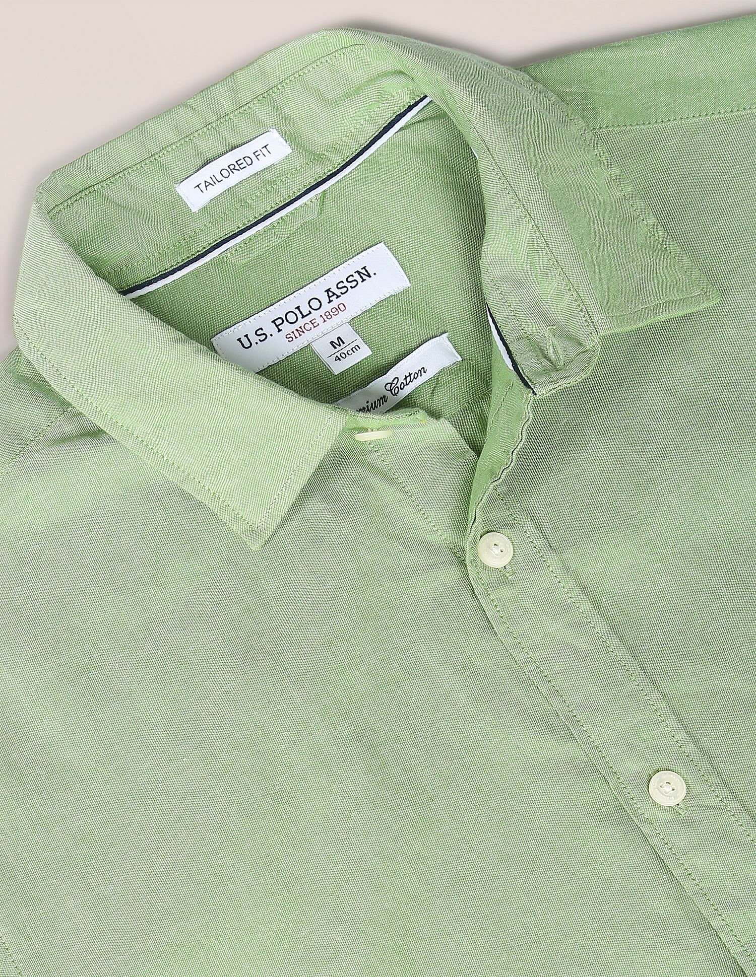 Tailored Regular Fit Solid Casual Shirt Green - U.S. POLO ASSN. | Large