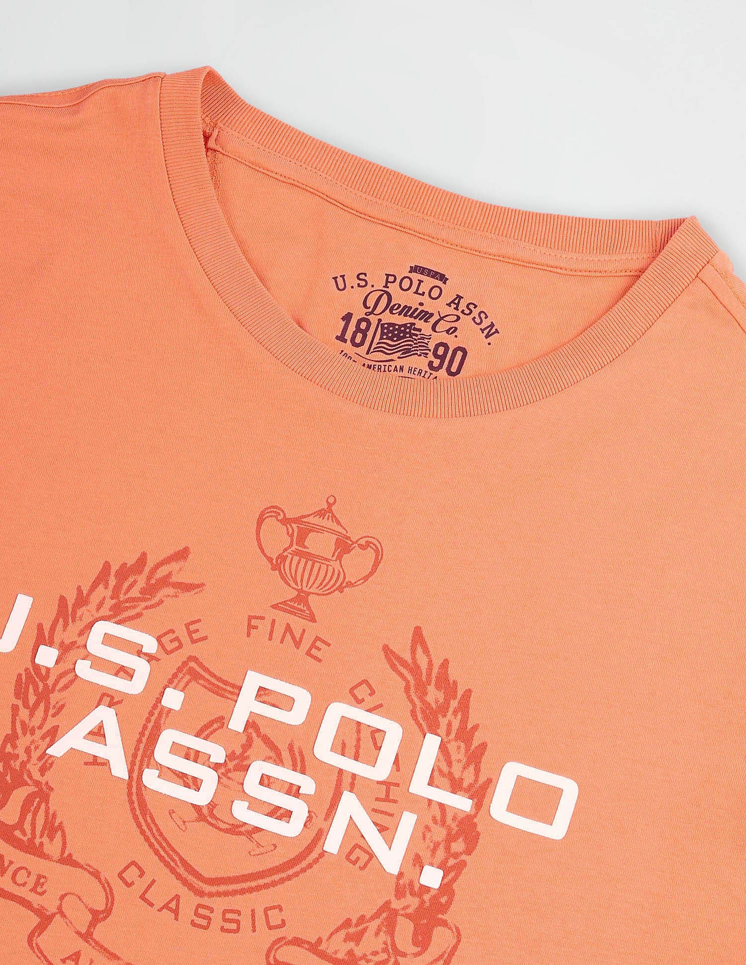 Muscle Fit Brand Print T-Shirt Peach - U.S. POLO ASSN. | Large