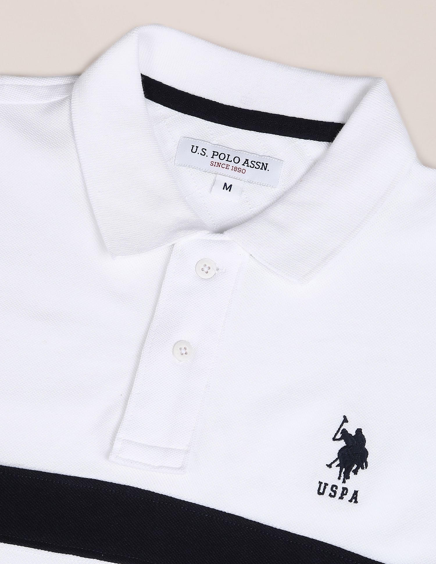 Colour Block Cotton Polo Shirt White - U.S. POLO ASSN. | Large