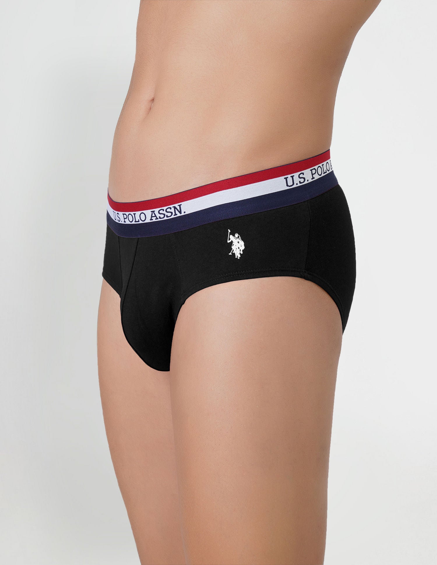 Striped Waistband EB002 Briefs - Pack Of 2 Black and Red - U.S. POLO ASSN. | Large