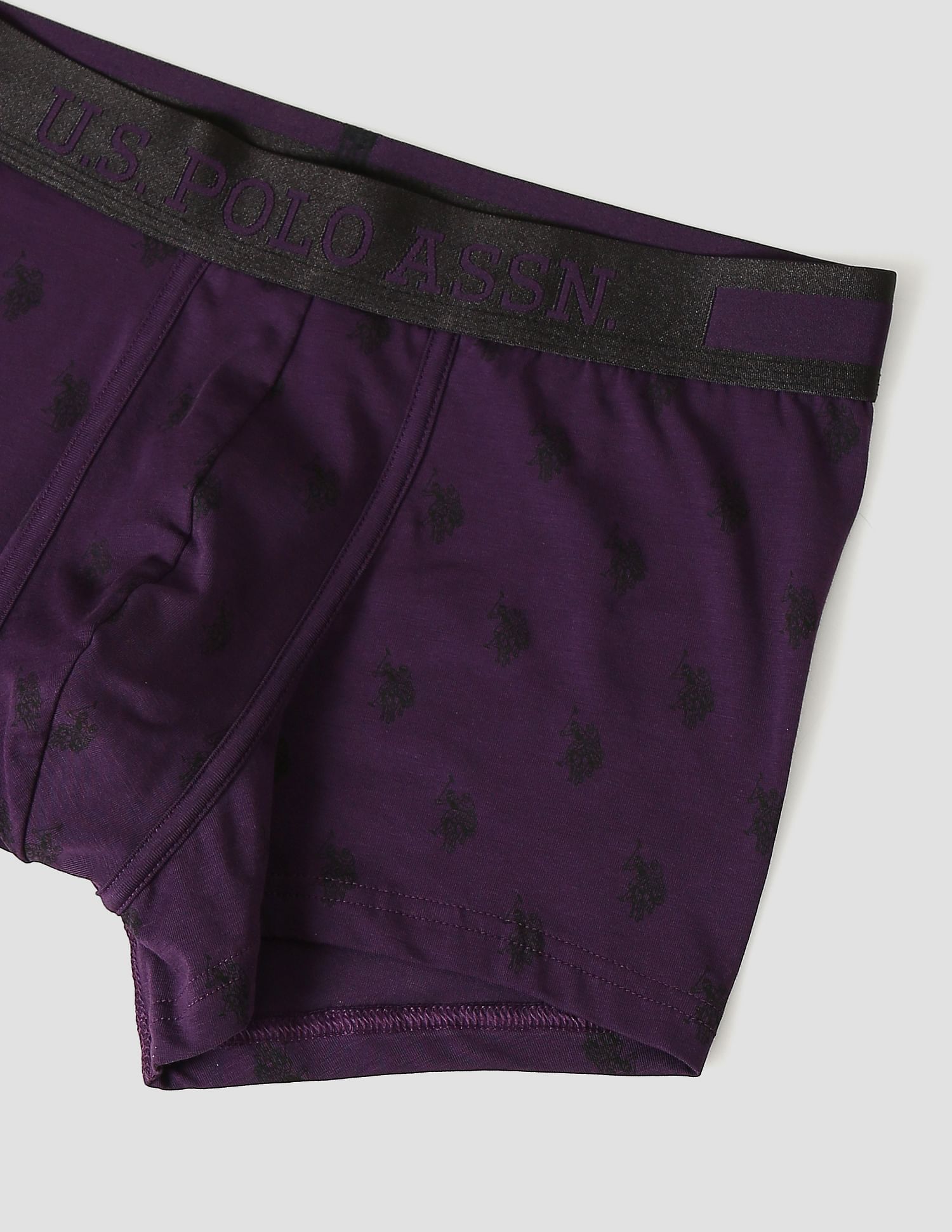 Mid Rise Brand Print PT002 Premium Trunks - Pack Of 1 Black Berry - U.S. POLO ASSN. | Large