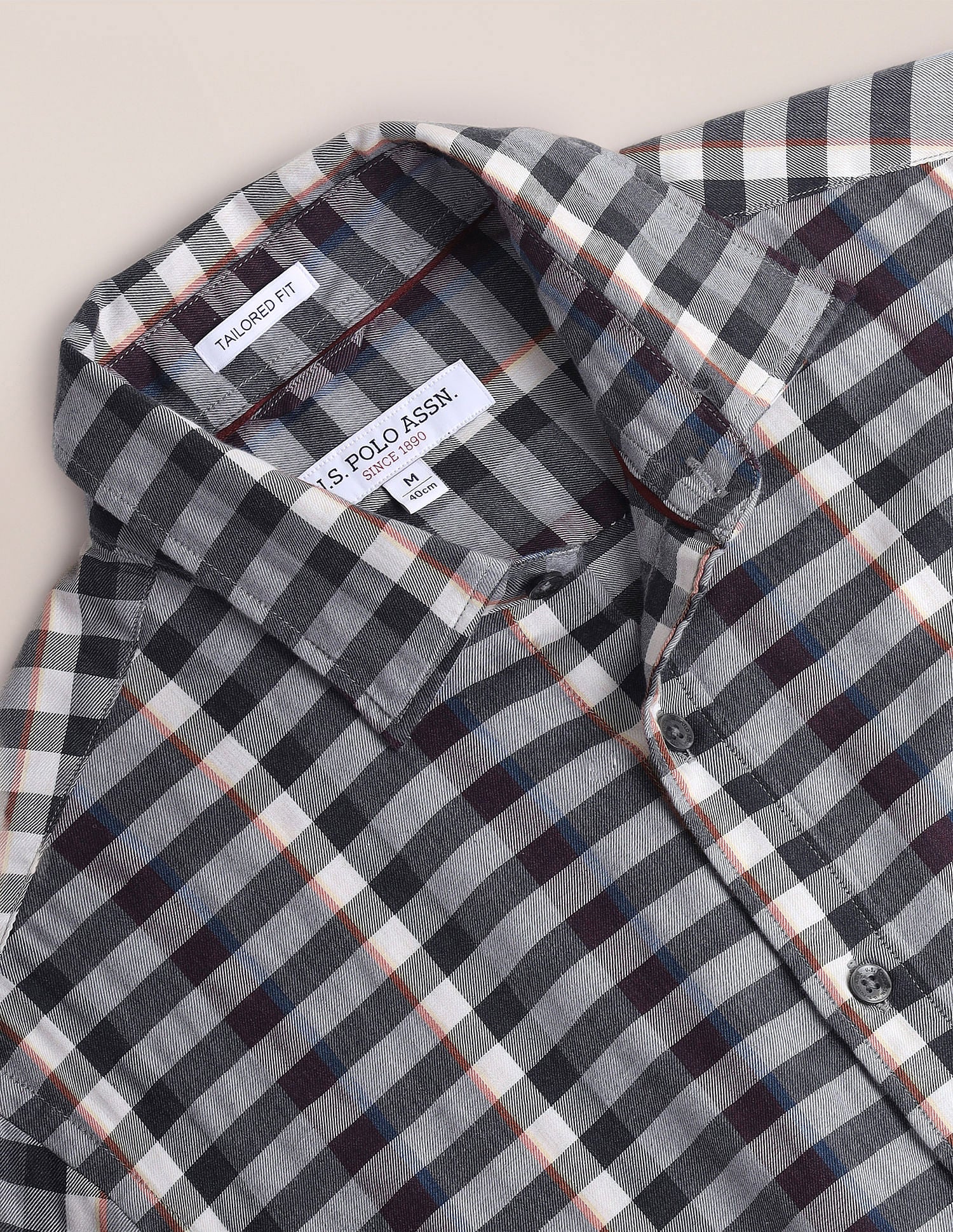 Twill Tailored Fit Shirt Grey - U.S. Polo Assn. India | Large