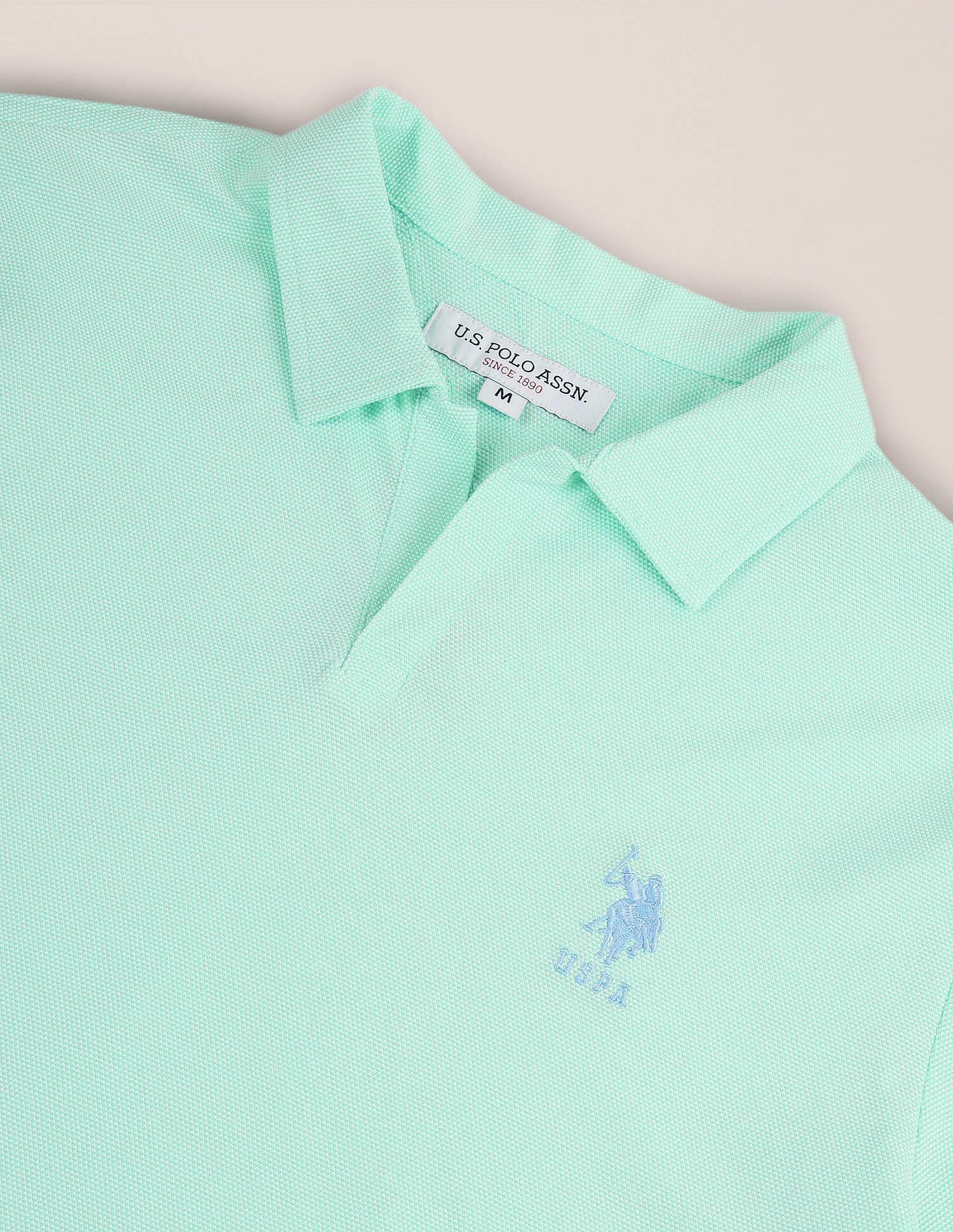 Open Placket Slim Polo Shirt Light Green - U.S. Polo Assn. India | Large