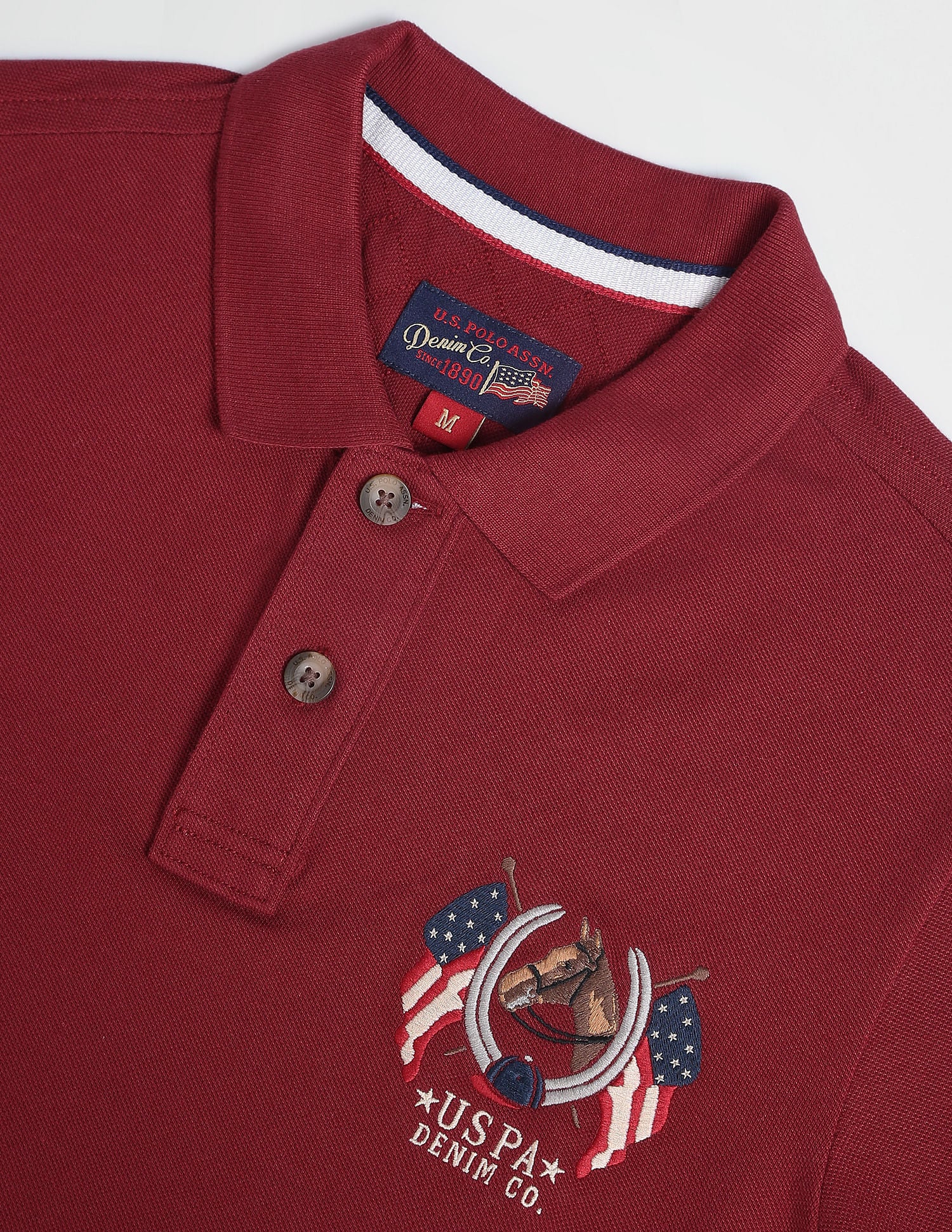 Cotton Solid Polo Shirt Maroon - U.S. Polo Assn. India | Large