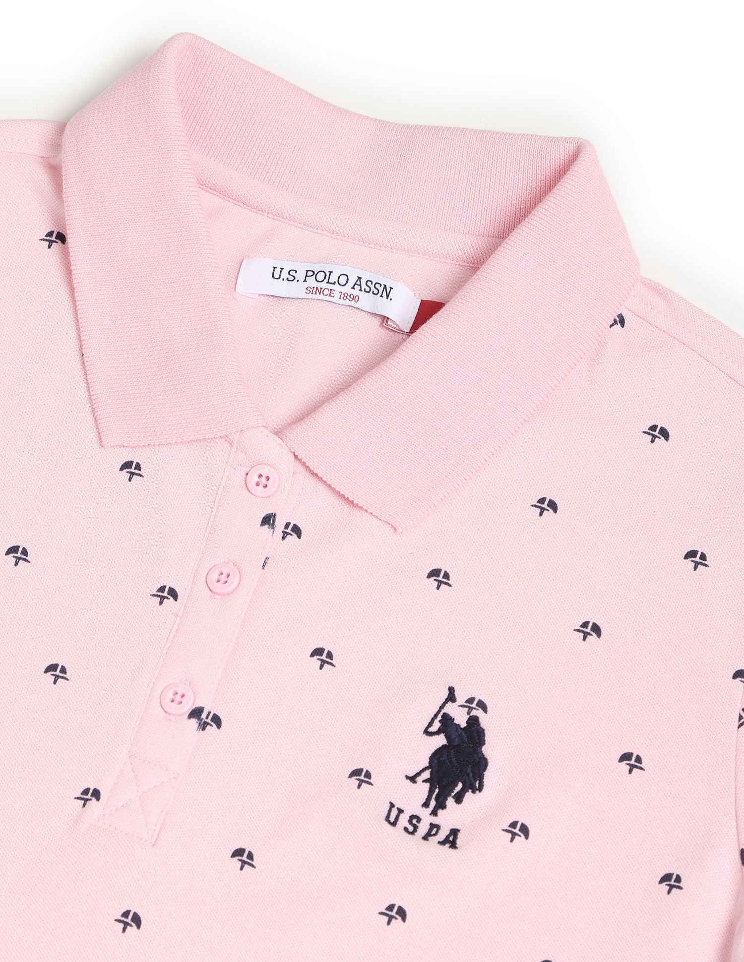 Graphic Print Pique Polo Shirt Pink - U.S. POLO ASSN. | Large