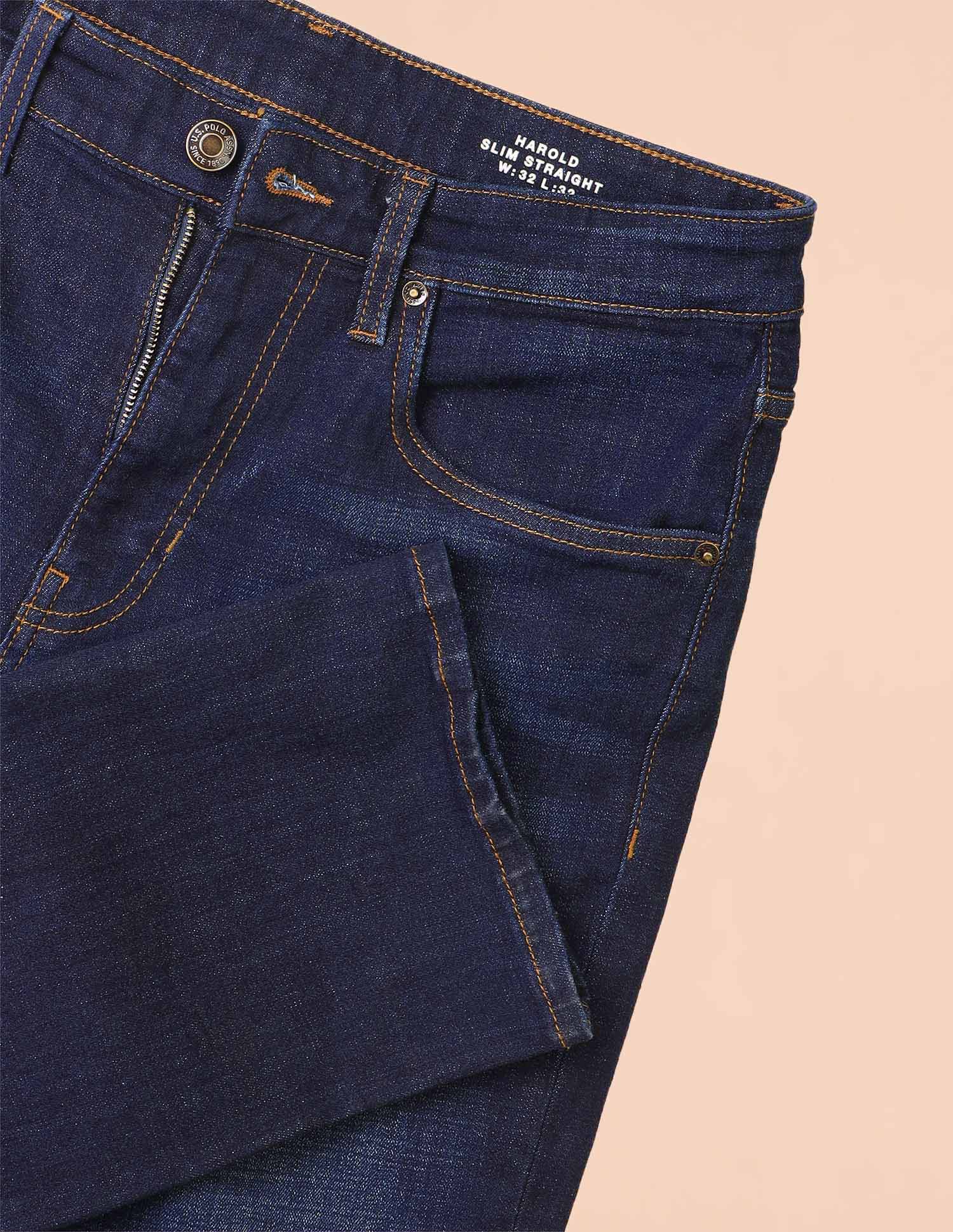 Harold Slim Straight Fit Blue Jeans Dark Blue - U.S. POLO ASSN. | Large