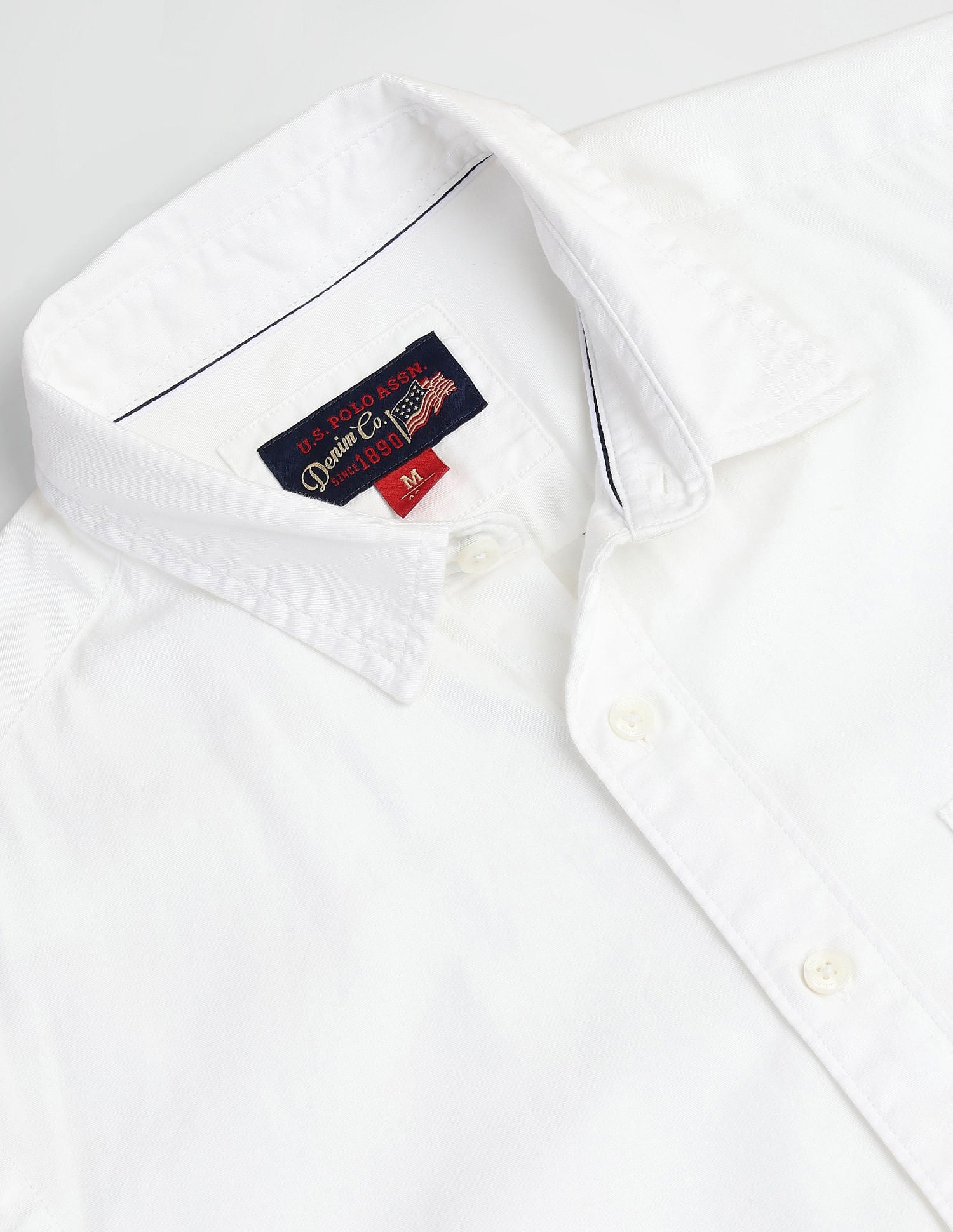 Semi Cutaway Collar Slim Fit Shirt White - U.S. Polo Assn. India | Large