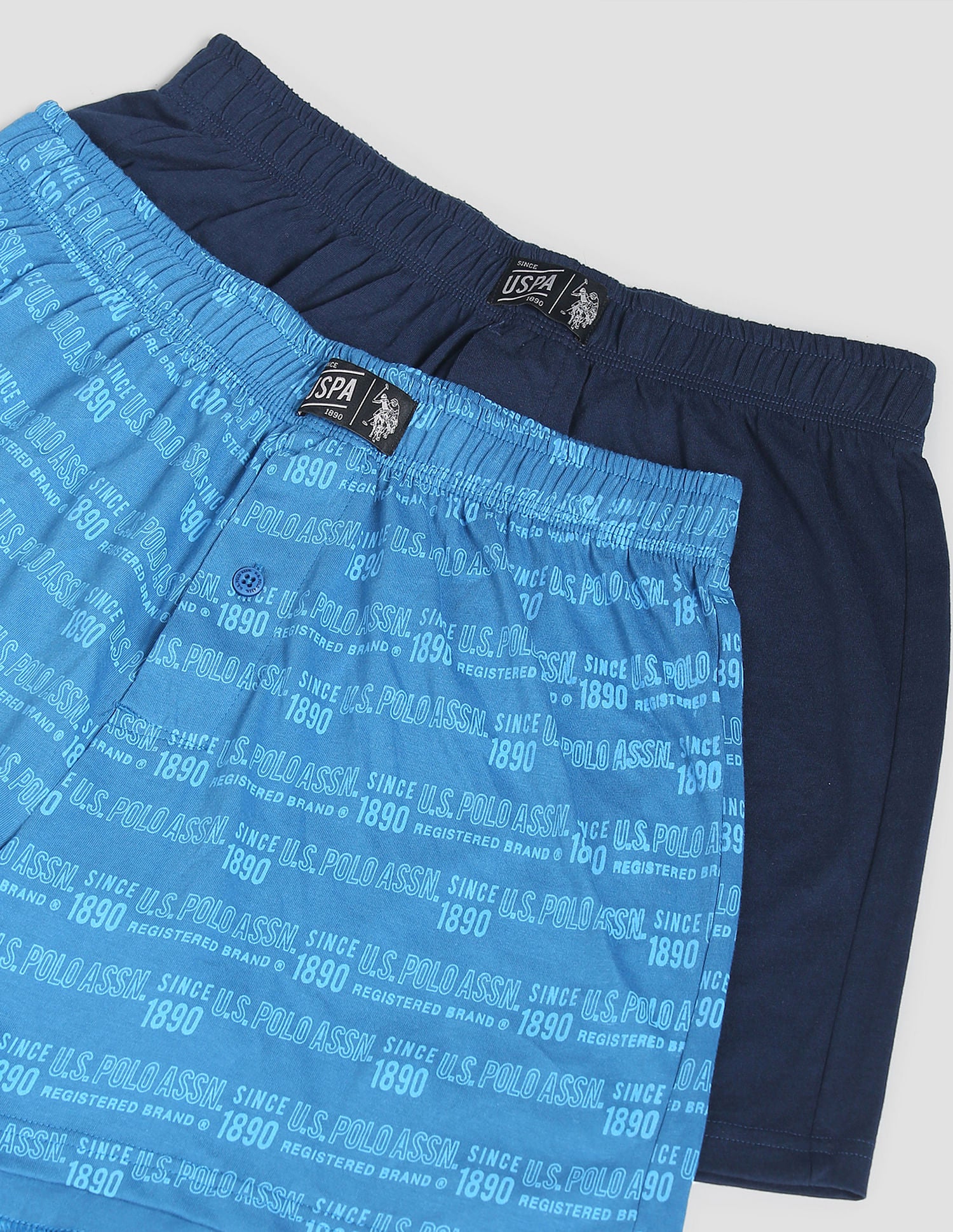 Pure Cotton OEX01 Boxers - Pack Of 2 Blue and Navy - U.S. POLO ASSN. | Large