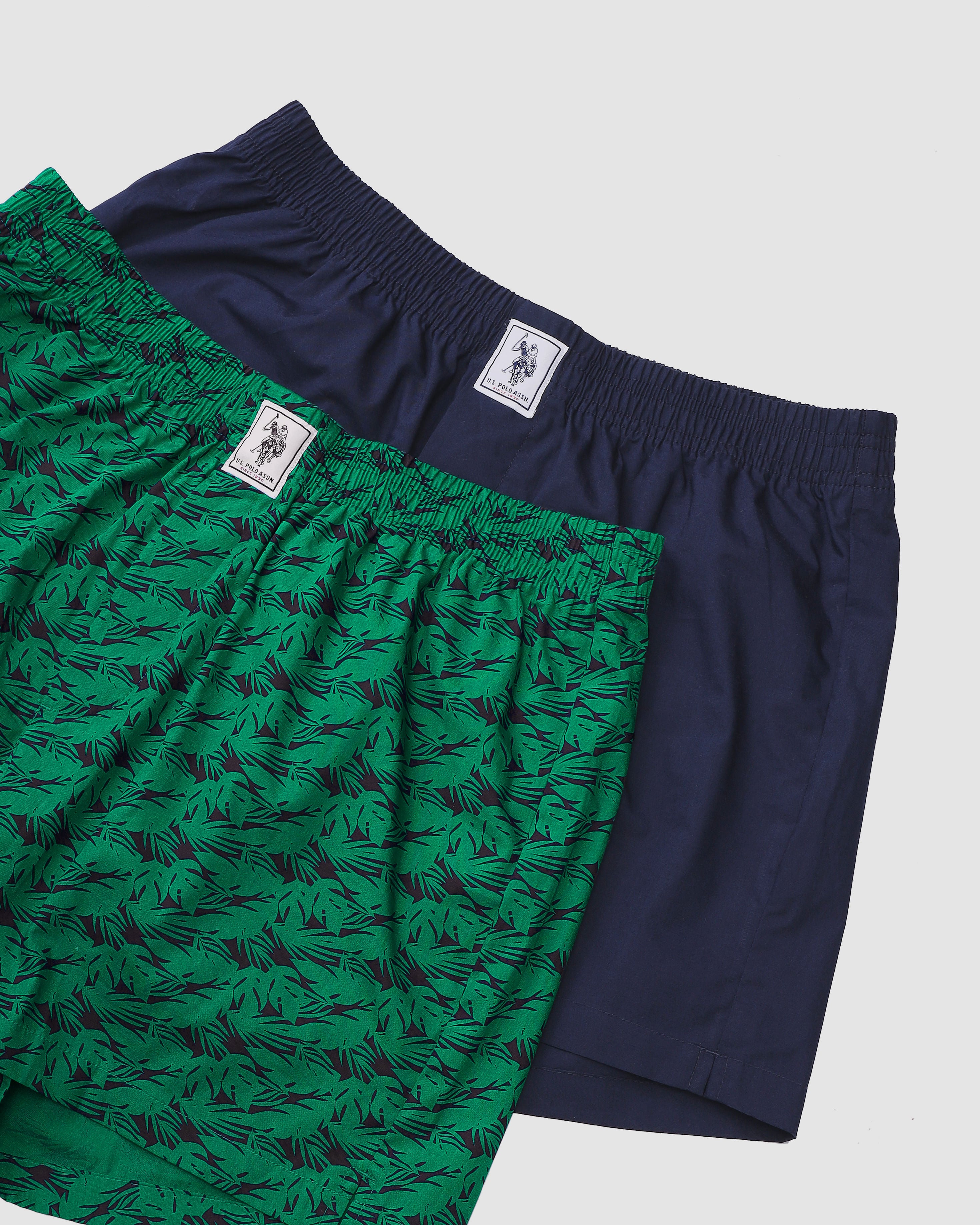 Mid Rise Soft Cotton OEX02 Boxers - Pack Of 2 Green and Navy - U.S. POLO ASSN. | Large