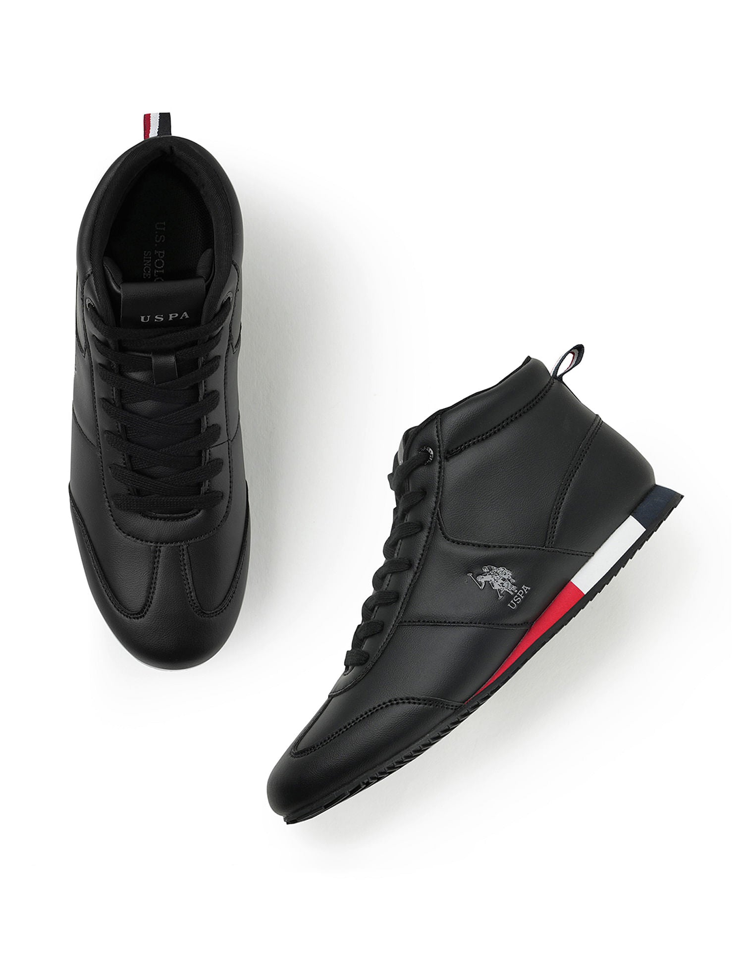 Men Rentso Black Retro Mid Top  Sneakers Black - U.S. Polo Assn. India | Large