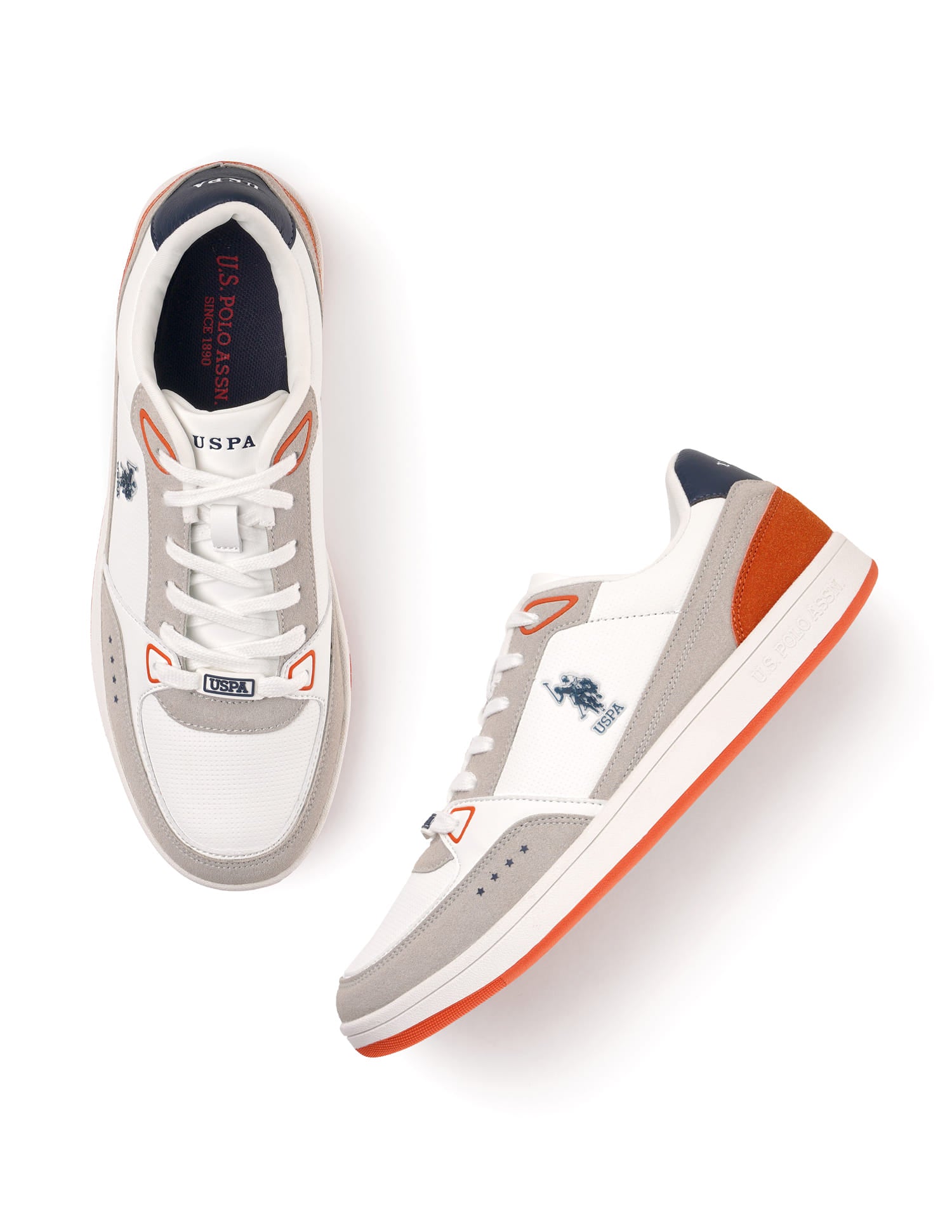 Men Landwin Orange Retro Court Sneakers Orange - U.S. Polo Assn. India | Large