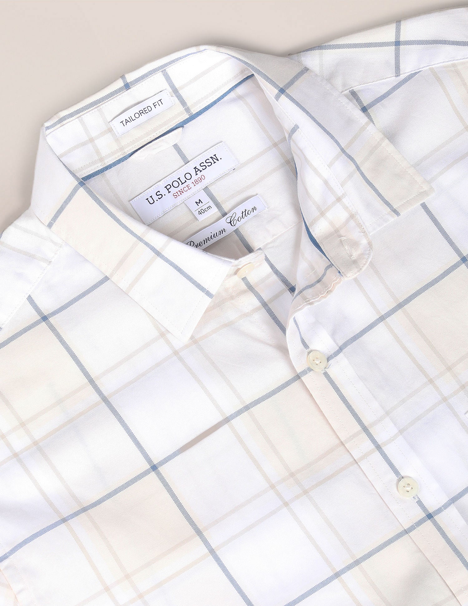 Premium Cotton Oxford Shirt Ivory - U.S. Polo Assn. India | Large