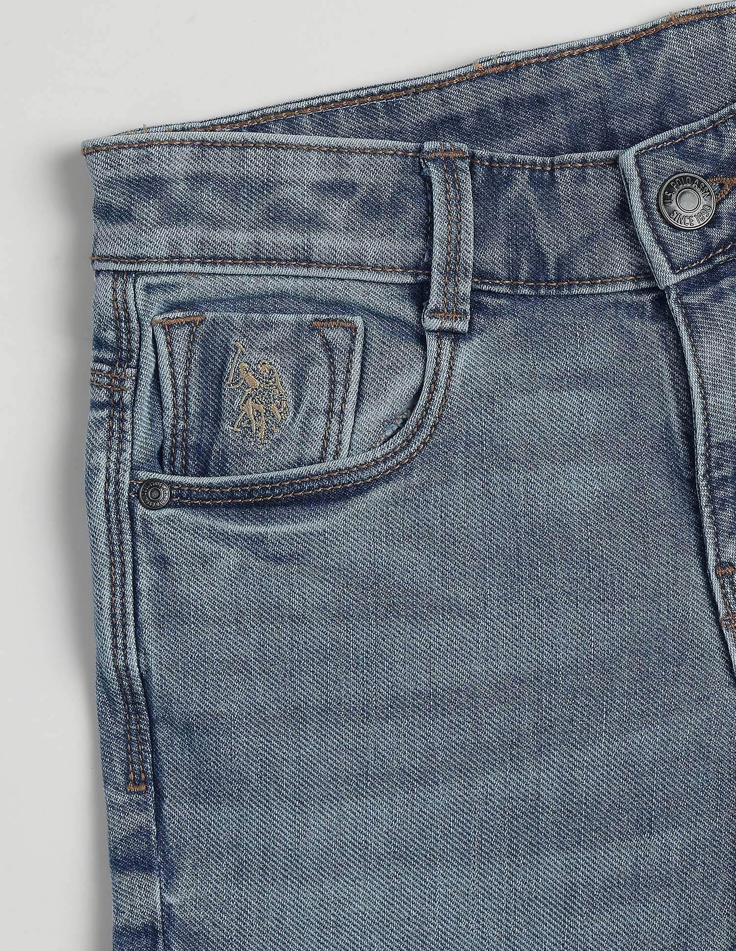 Whiskered Relaxed Fit Jeans Light Blue - U.S. Polo Assn. India | Large