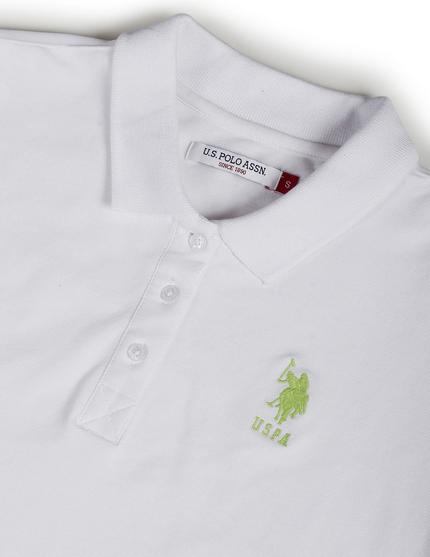 Ribbed Collar Solid Polo Shirt White - U.S. POLO ASSN. | Large