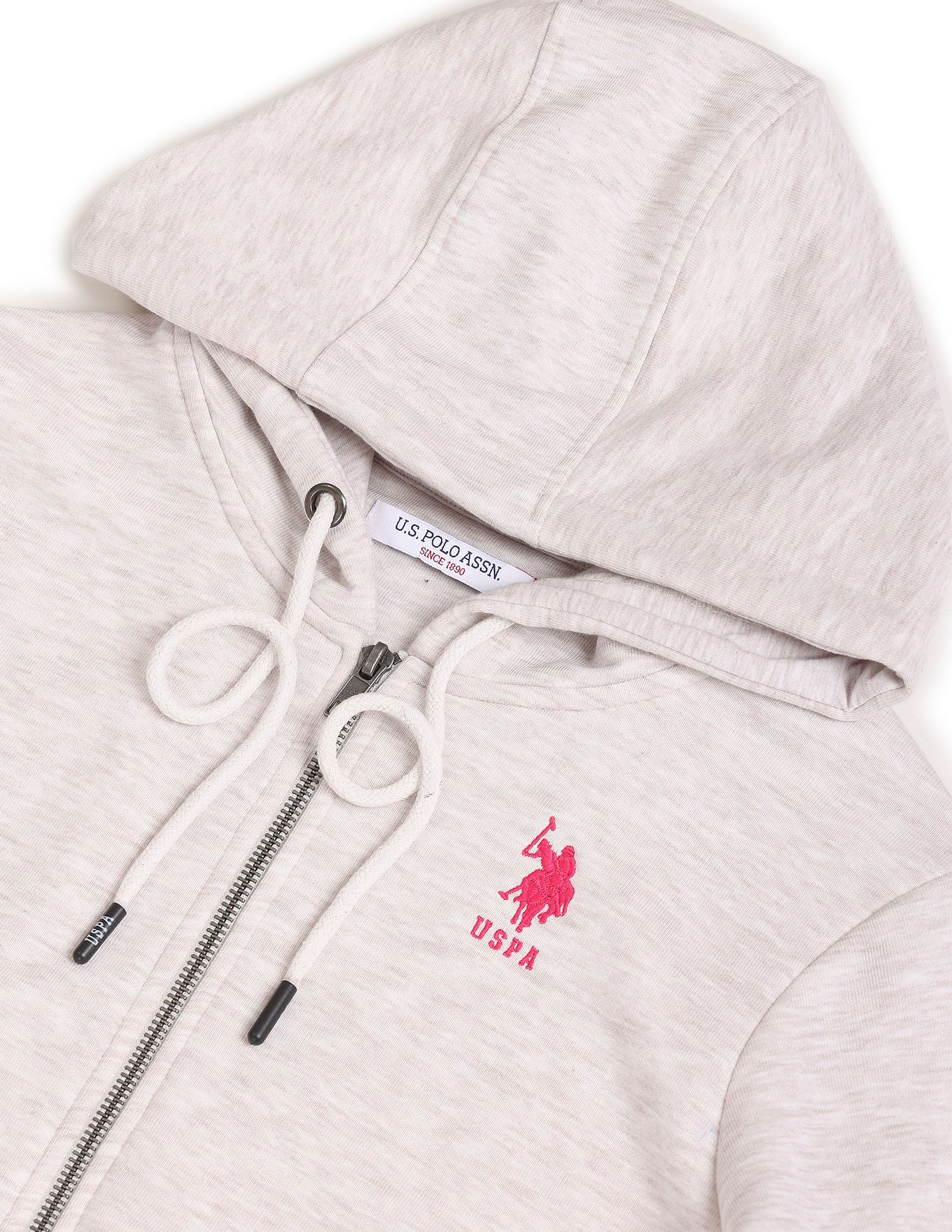 Heathered Hooded Sweatshirt Light Grey - U.S. Polo Assn. India | Large