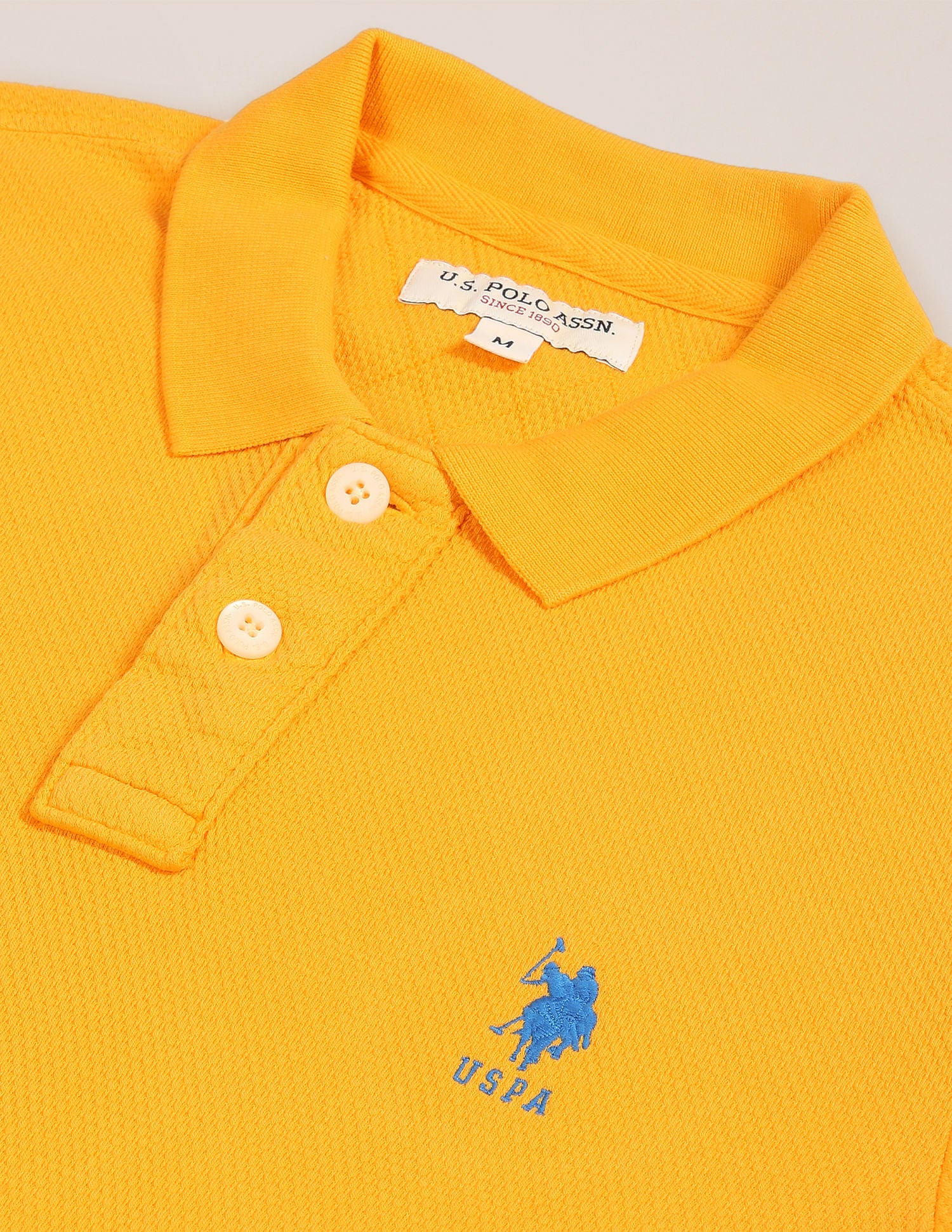 Cotton Solid Polo Shirt Yellow - U.S. Polo Assn. India | Large