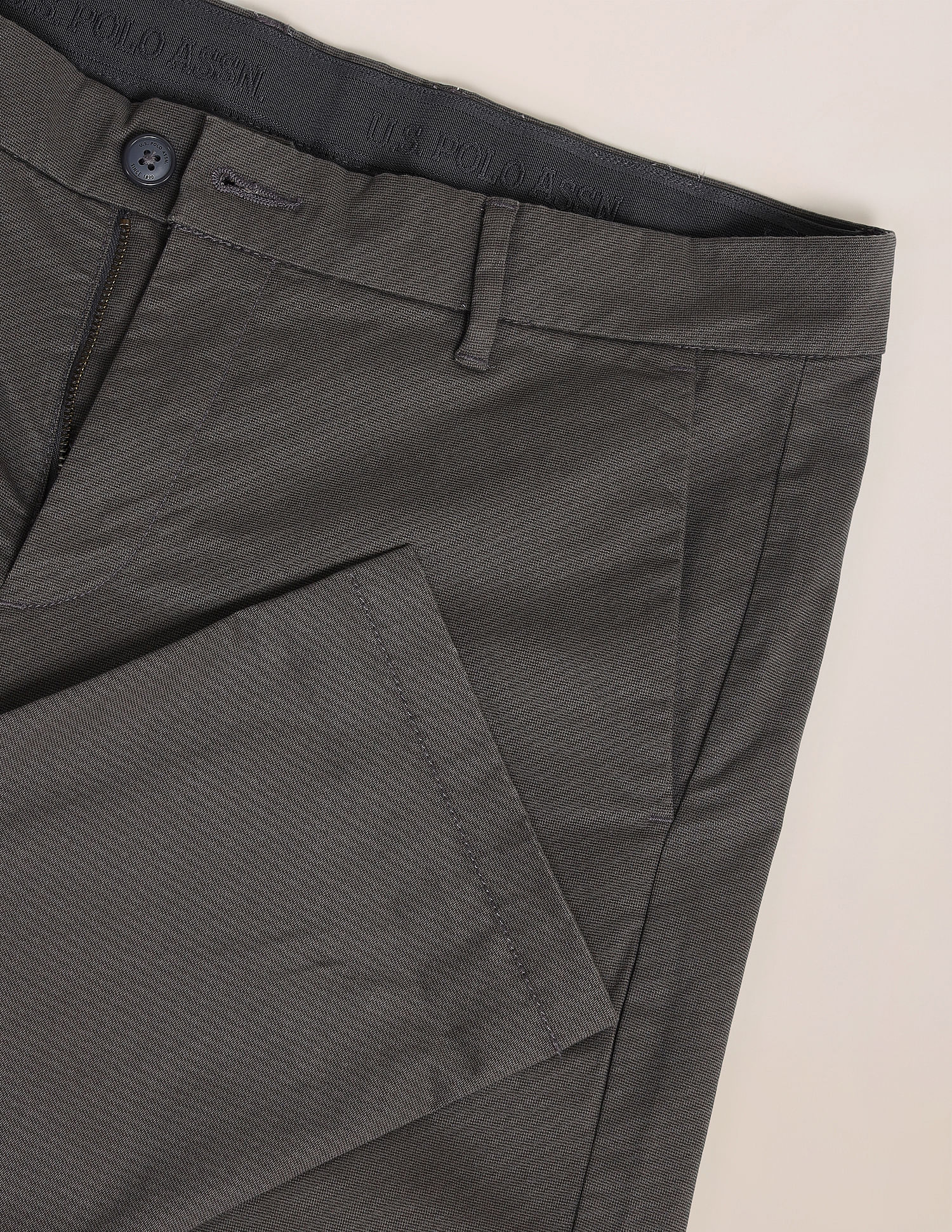 Mid Rise Regular Fit Trousers Grey - U.S. Polo Assn. India | Large