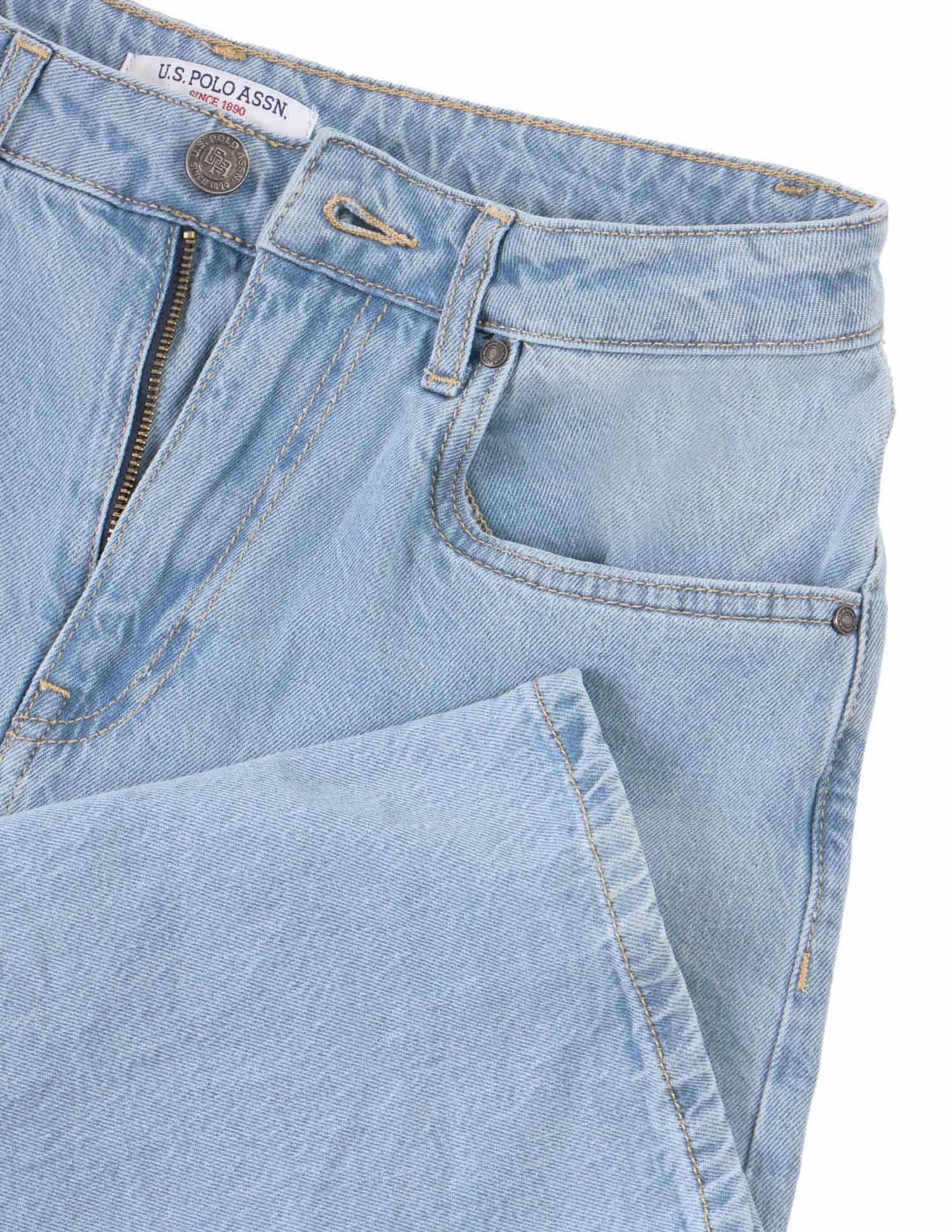 High Rise Wide Leg Comfort Stretch Jeans Light Blue - U.S. Polo Assn. India | Large