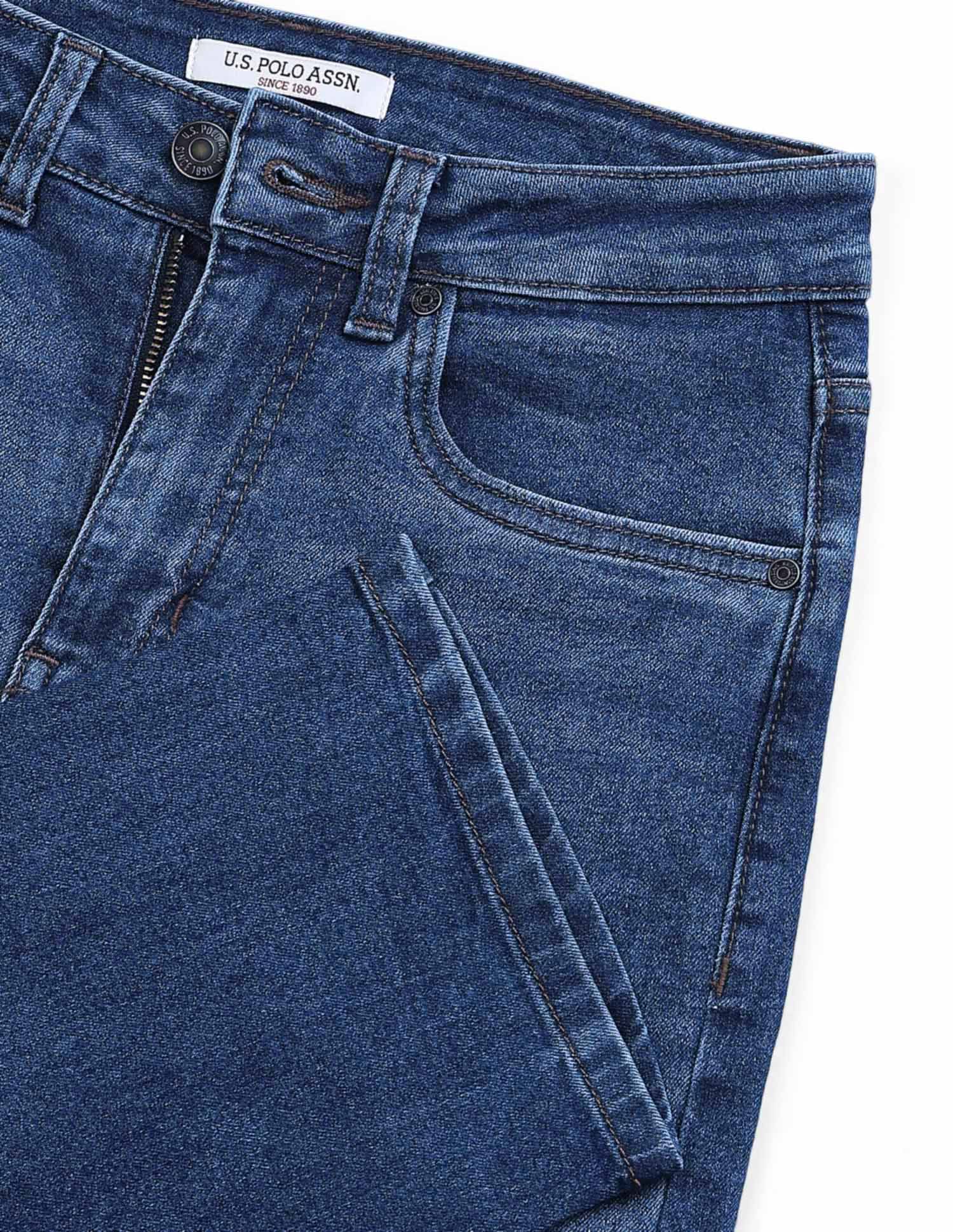 High Rise Straight Fit Jeans Blue - U.S. POLO ASSN. | Large