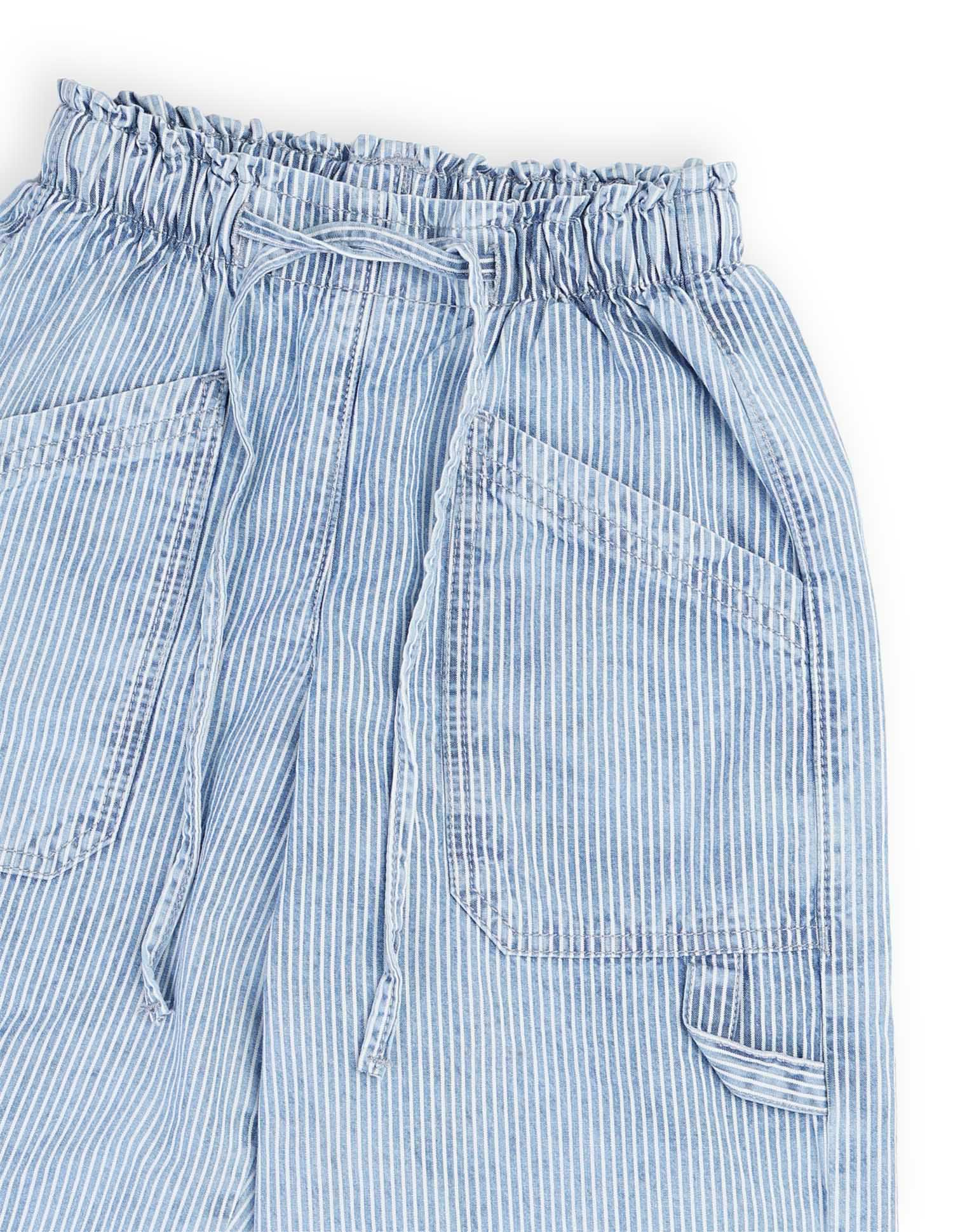 Girls Vertical Striped Jogger Jeans Light Blue - U.S. POLO ASSN. | Large