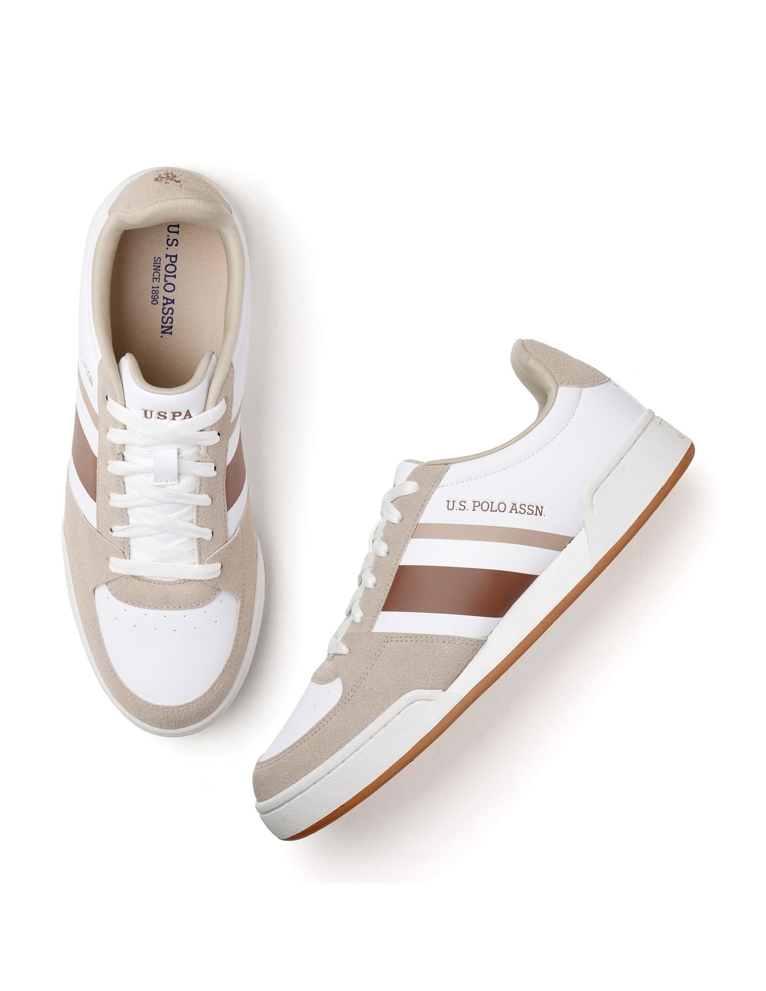 Men Roger Colourblocked Sneakers Beige - U.S. POLO ASSN. | Large