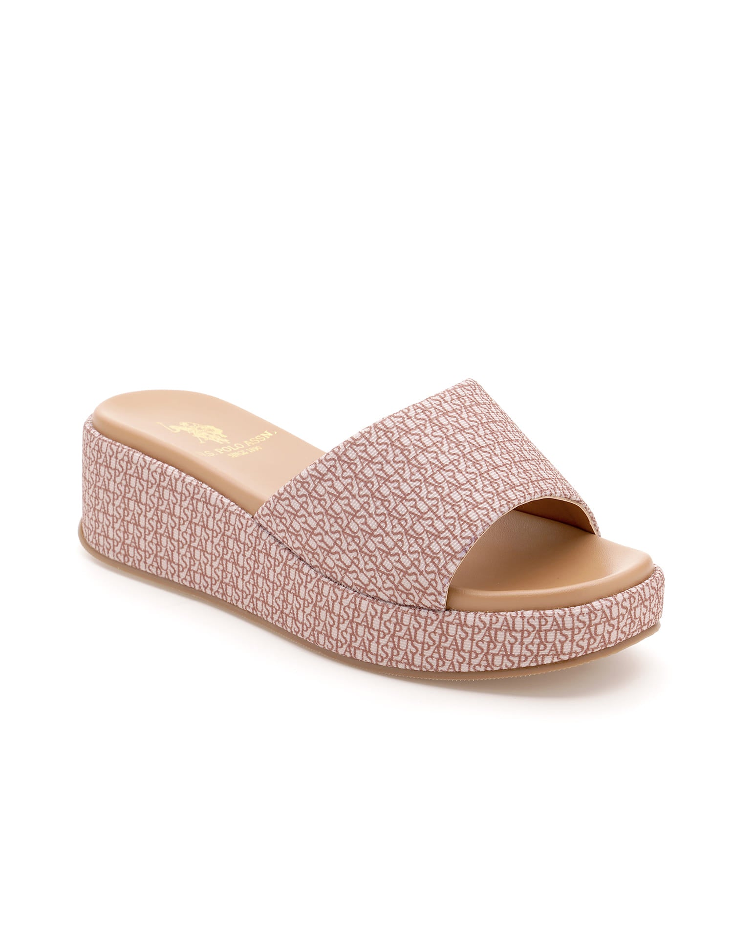 Savina Brown Monogram Print Wedges Brown - U.S. Polo Assn. India | Large