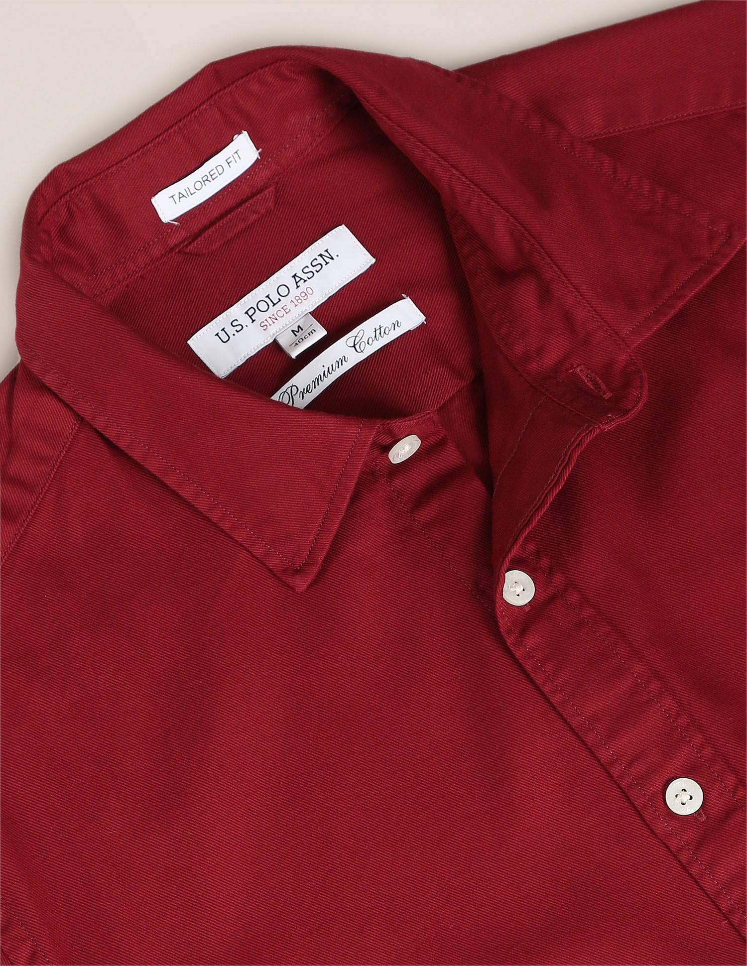 Solid Twill Casual Shirt Maroon - U.S. Polo Assn. India | Large