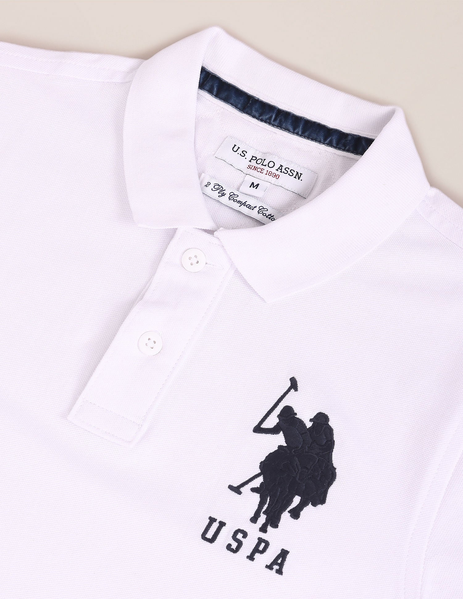 Compact Cotton Logo Polo Shirt White - U.S. POLO ASSN. | Large