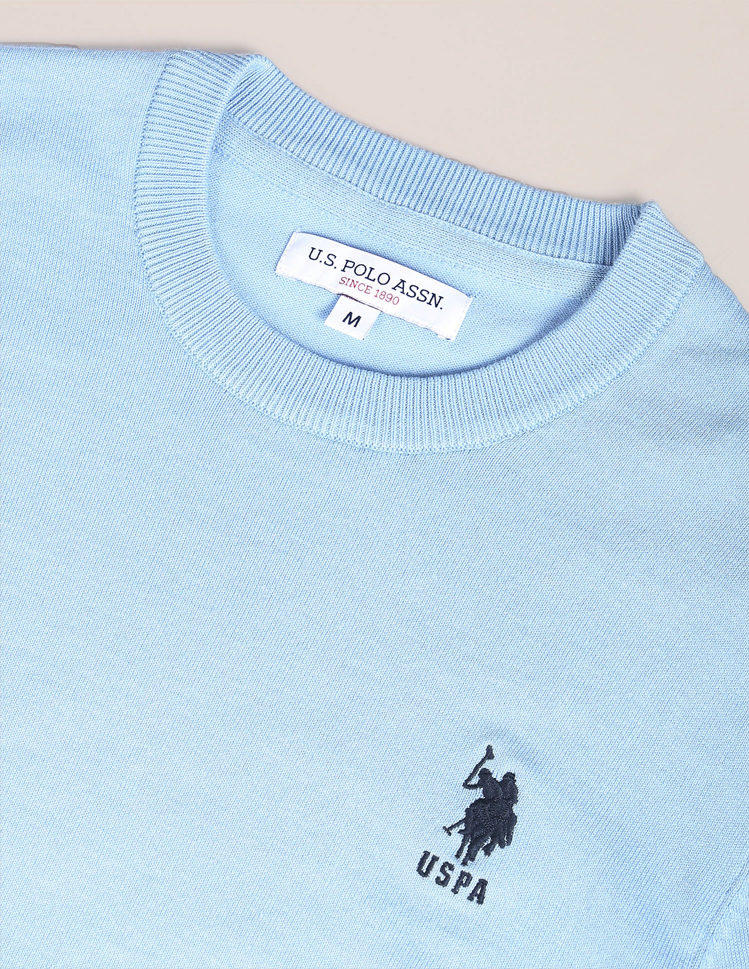 Crew Neck Solid Sweater Light Blue - U.S. POLO ASSN. | Large