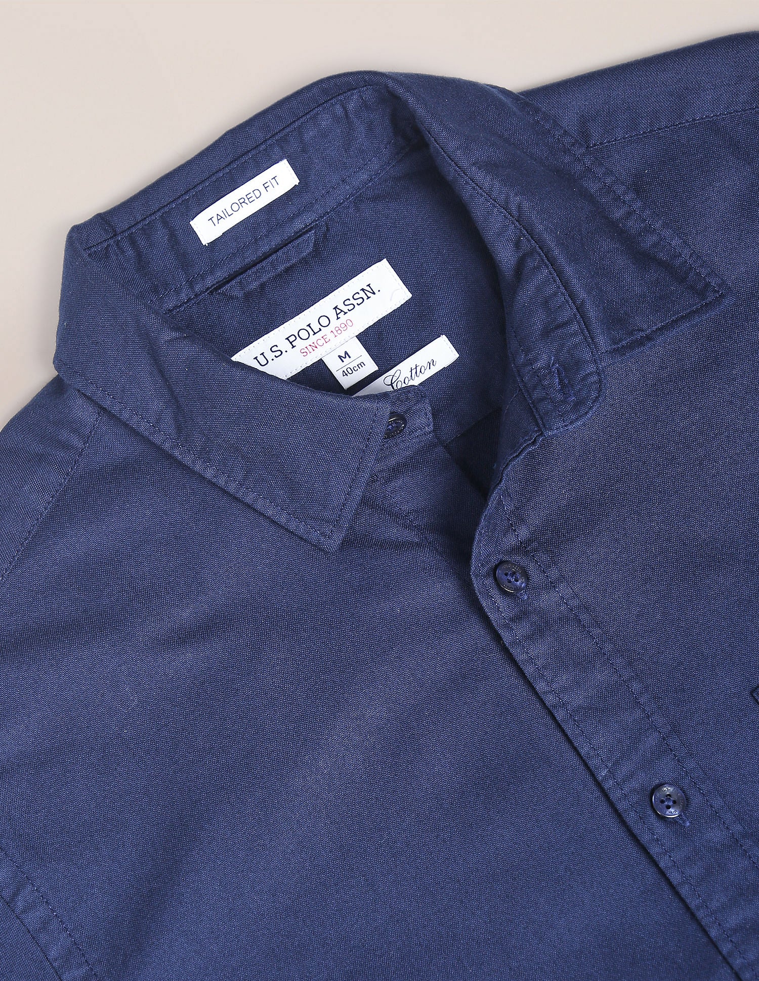 Premium Cotton Patterned Shirt Navy - U.S. Polo Assn. India | Large