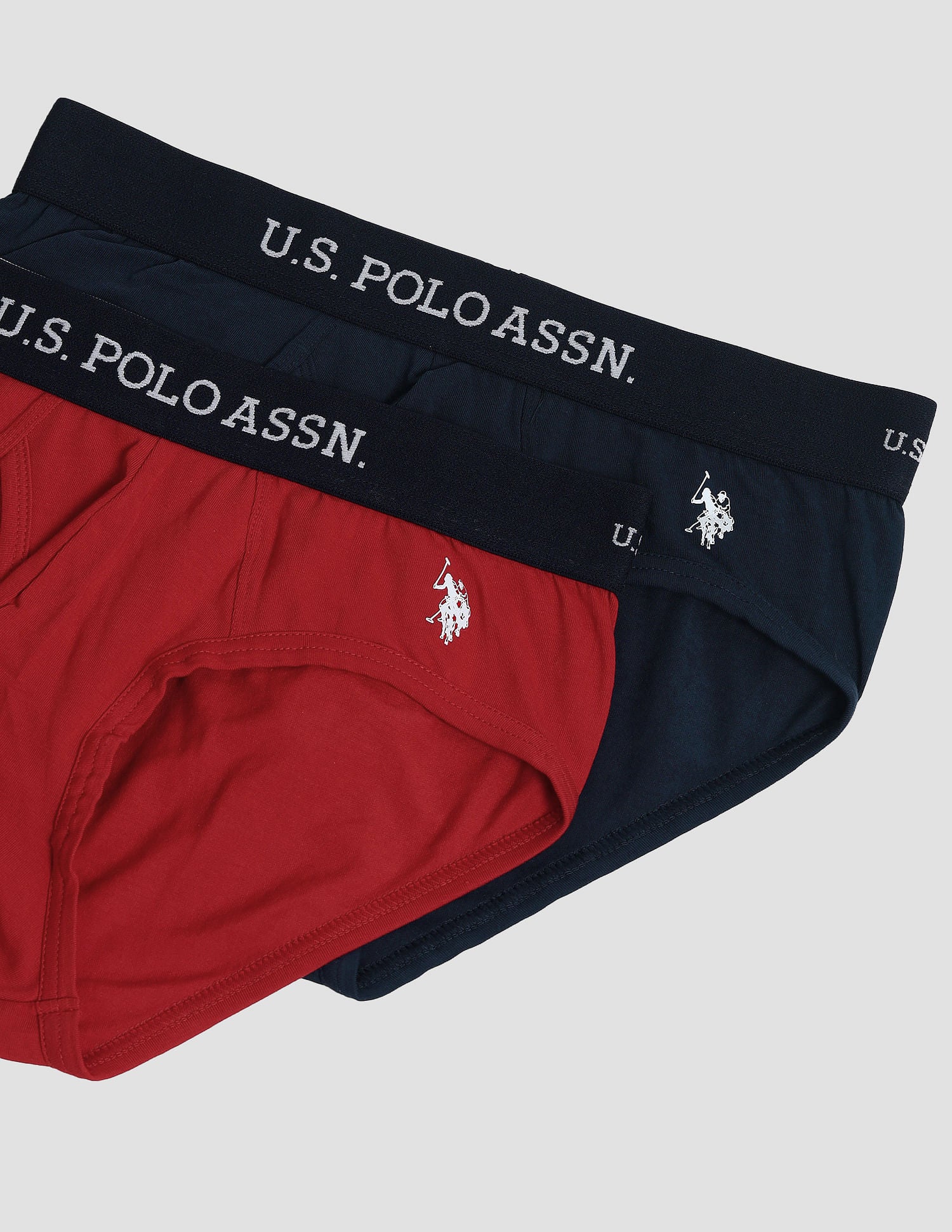 Elasticized Waist OEB11 Briefs - Pack Of 2 Red and Navy - U.S. POLO ASSN. | Large