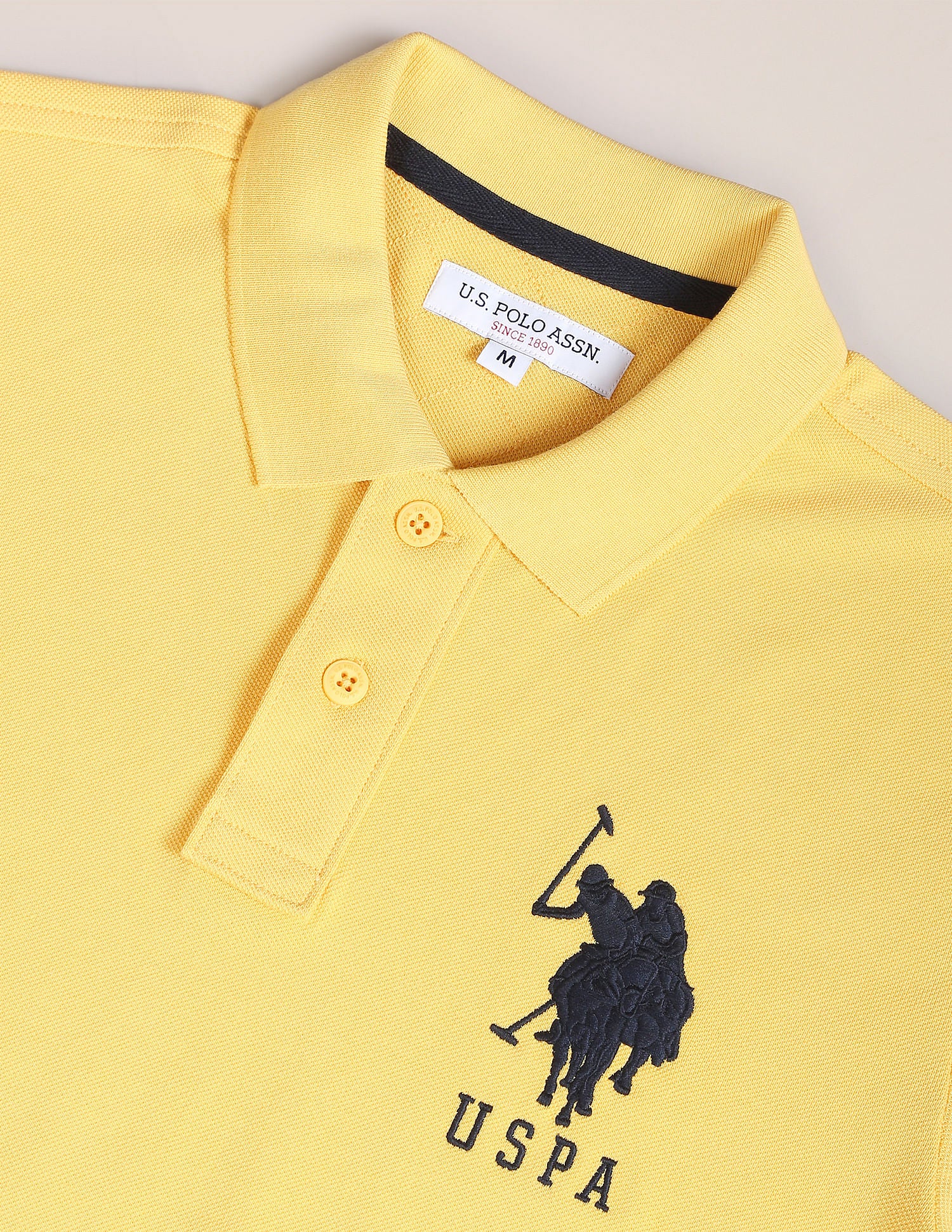 Logo Detail Pique Polo Shirt Mustard - U.S. POLO ASSN. | Large