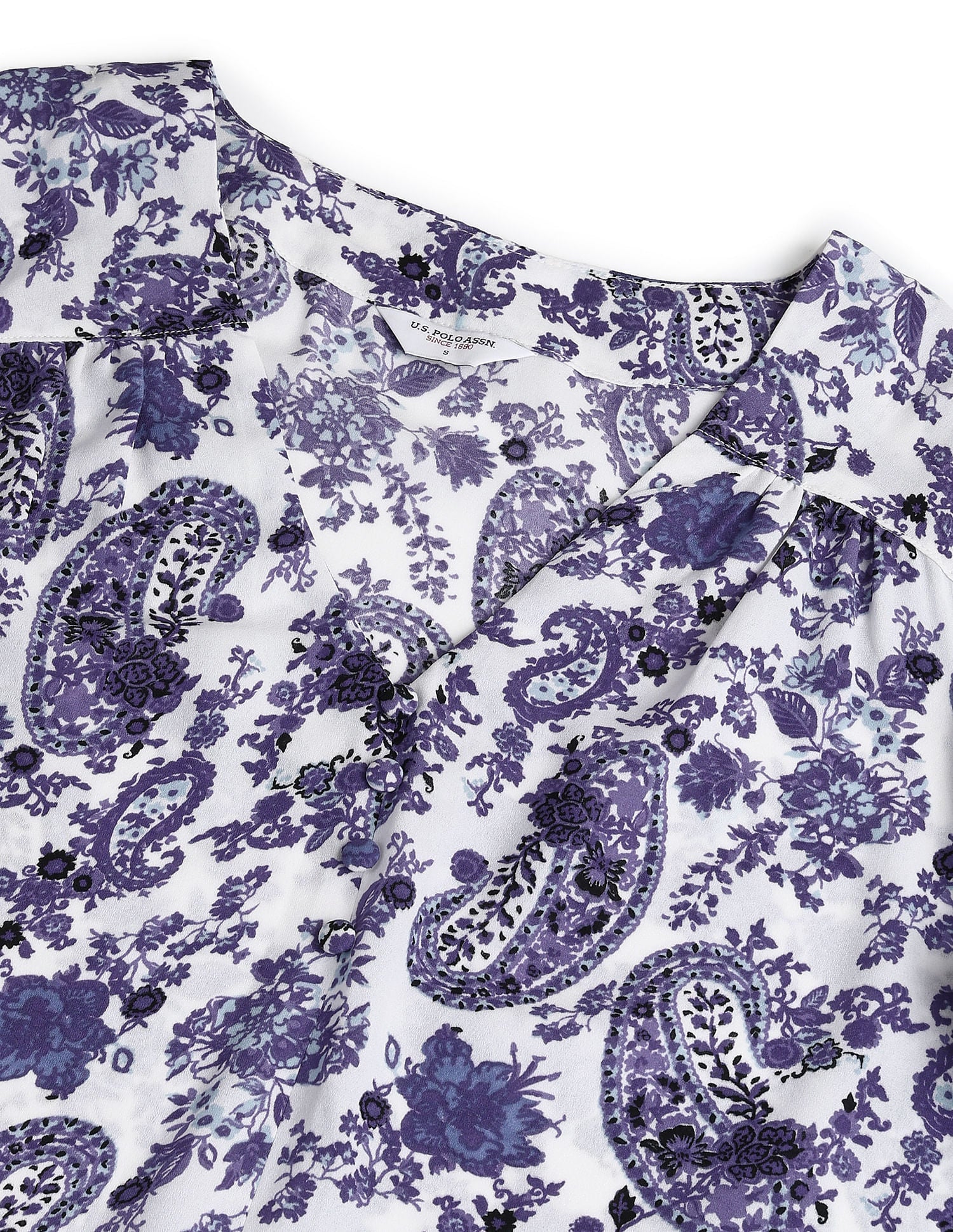 Paisley Print V-Neck Top Blue - U.S. POLO ASSN. | Large