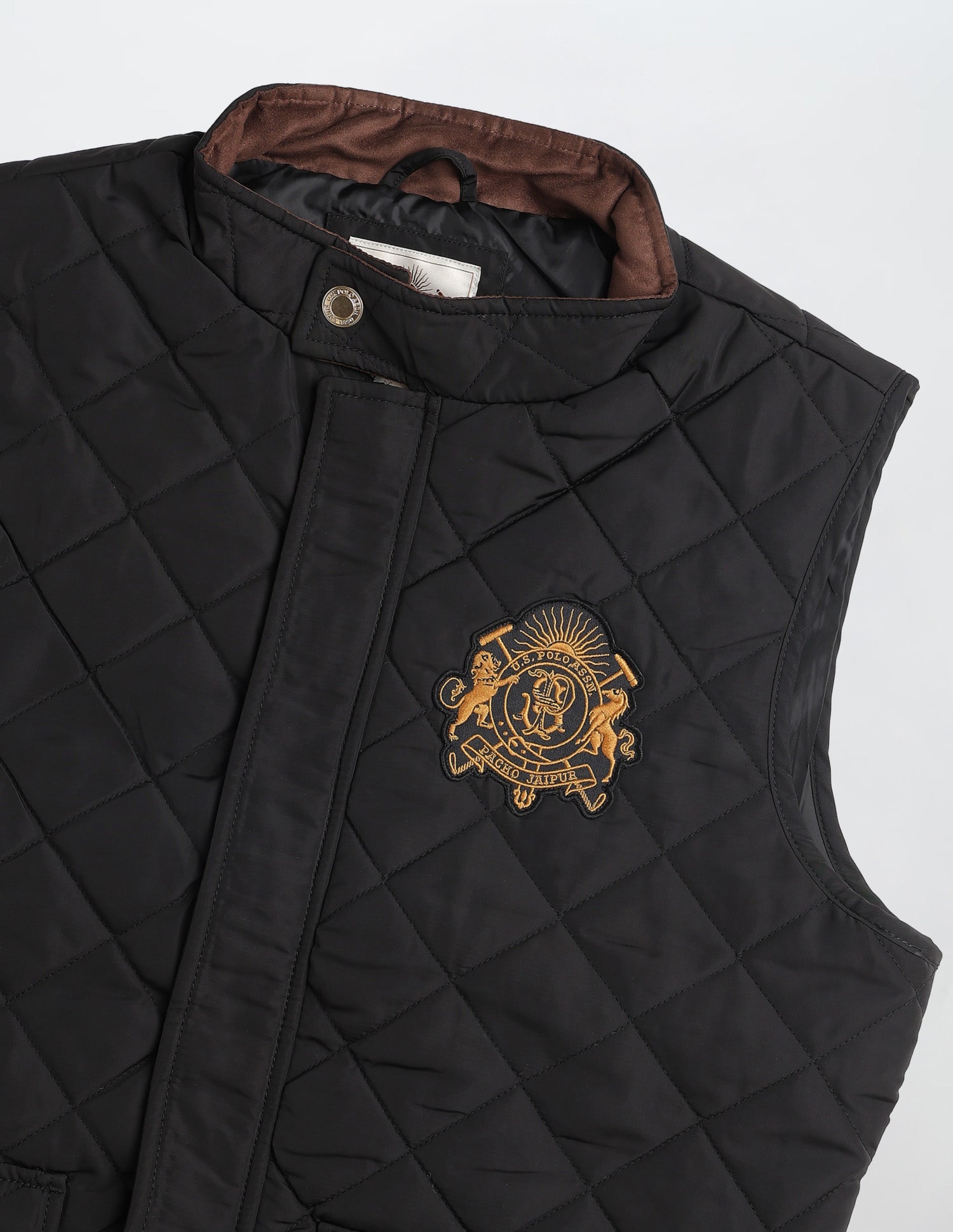 High Neck Solid Quilted Jacket Black - U.S. POLO ASSN. | Large