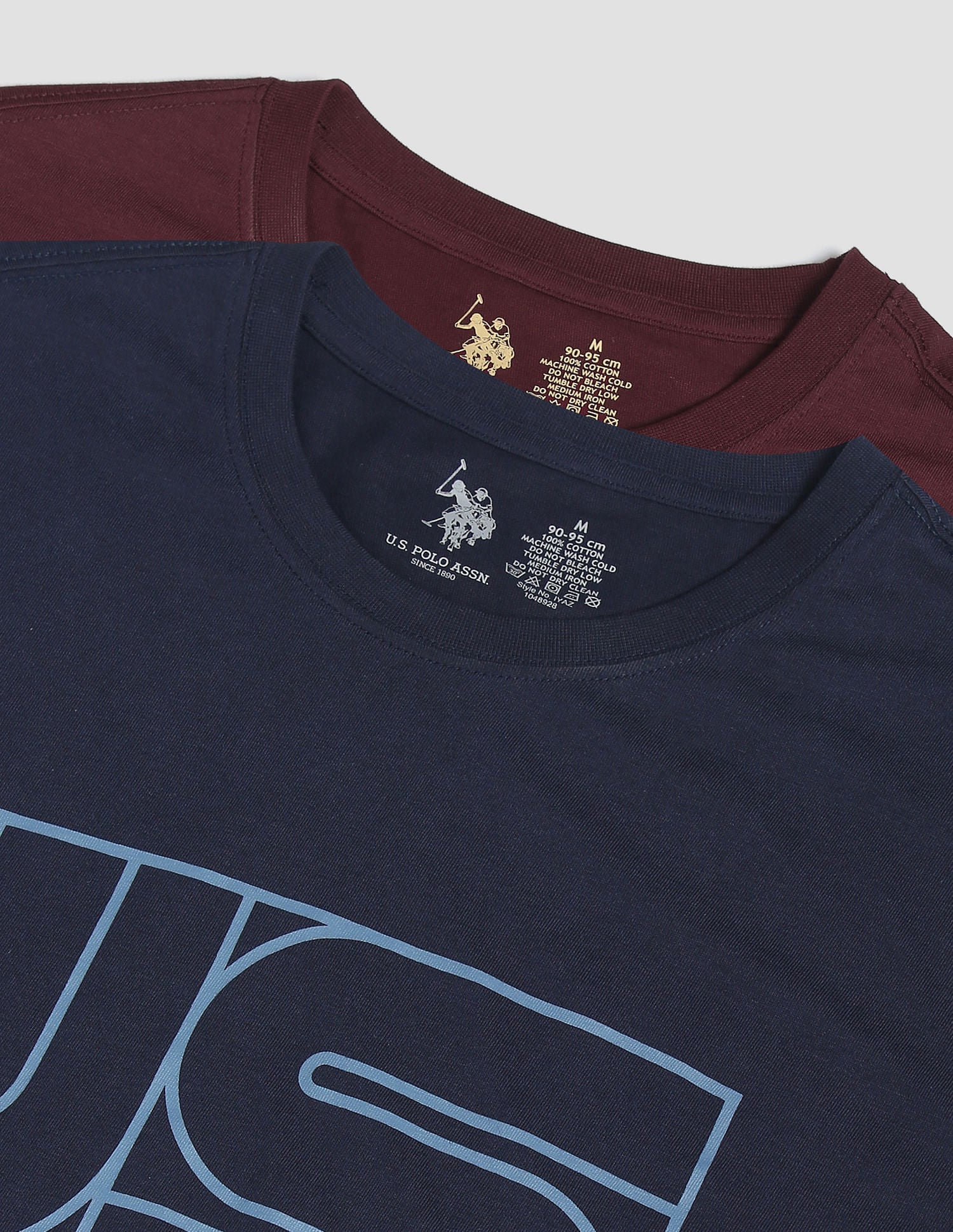 Brand Print Cotton IYAZ Lounge T-Shirt - Pack Of 2 Maroon and Navy - U.S. POLO ASSN. | Large