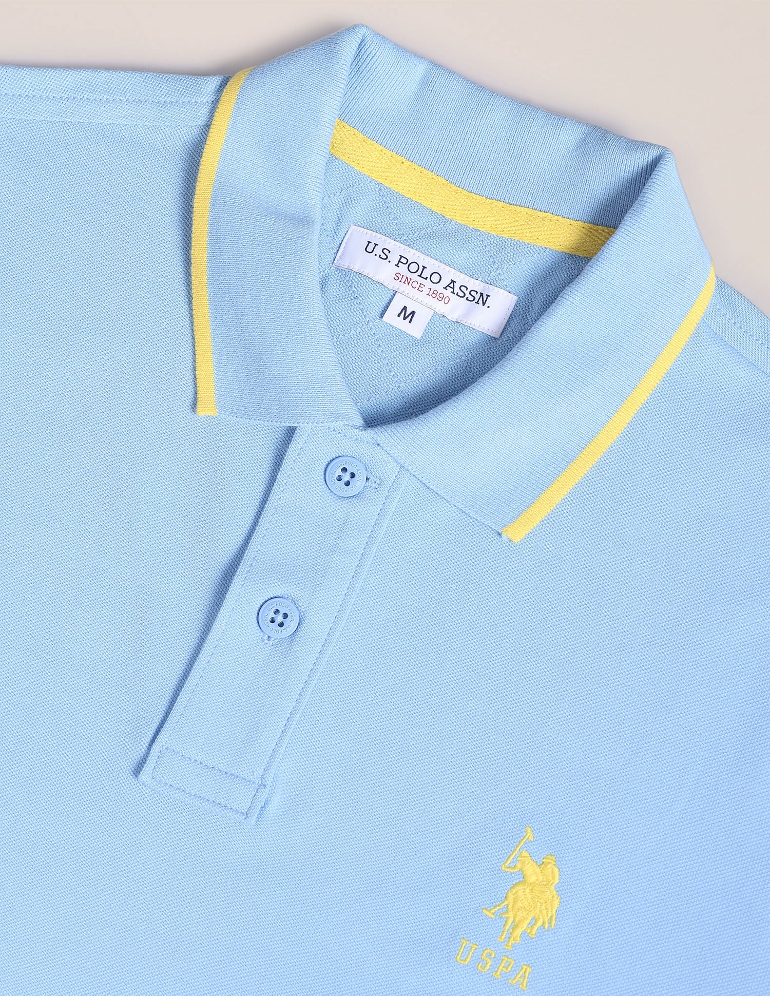 Solid Pique Polo Shirt Light Blue - U.S. Polo Assn. India | Large