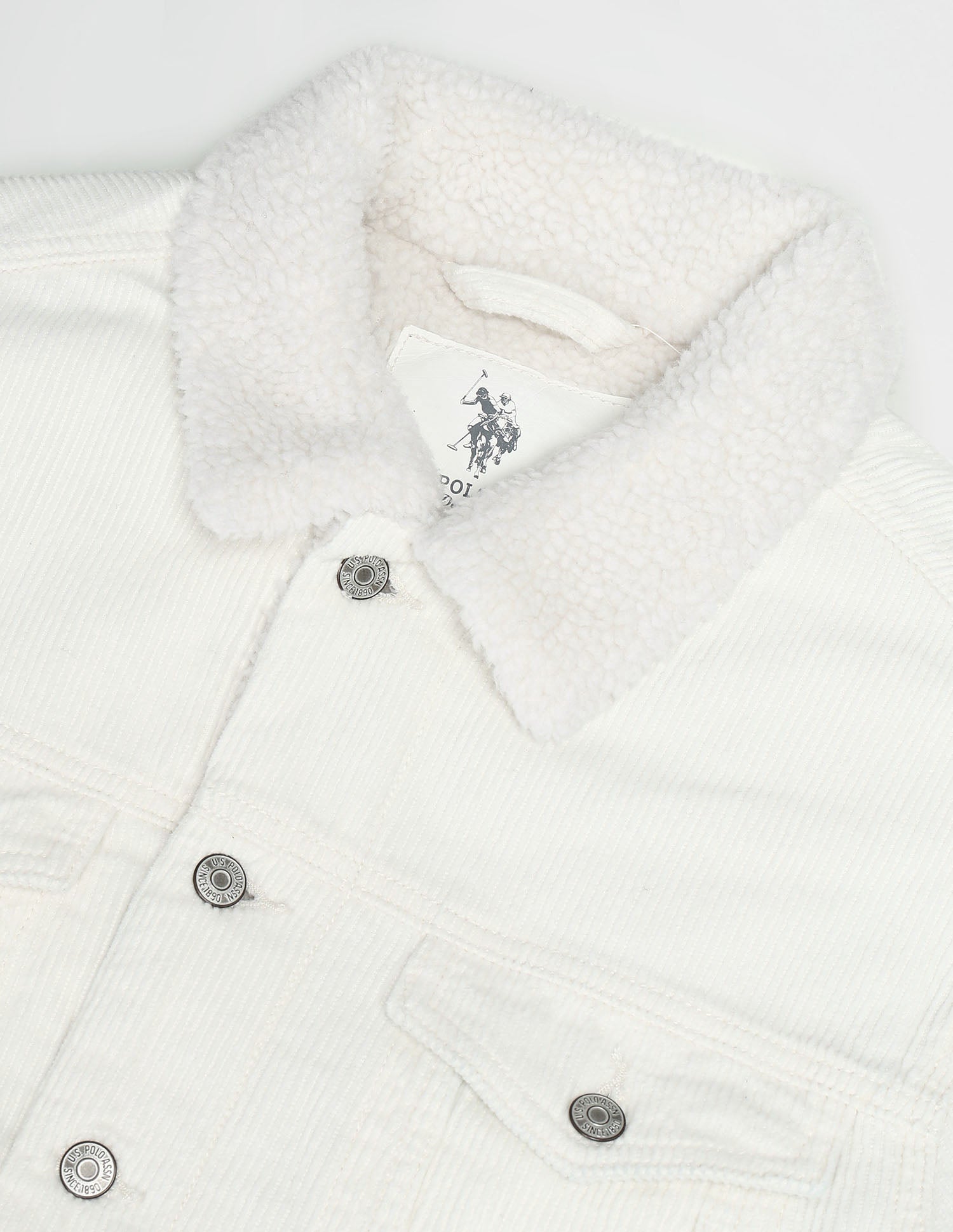 Slim Fit Corduroy Sherpa Jacket White - U.S. POLO ASSN. | Large