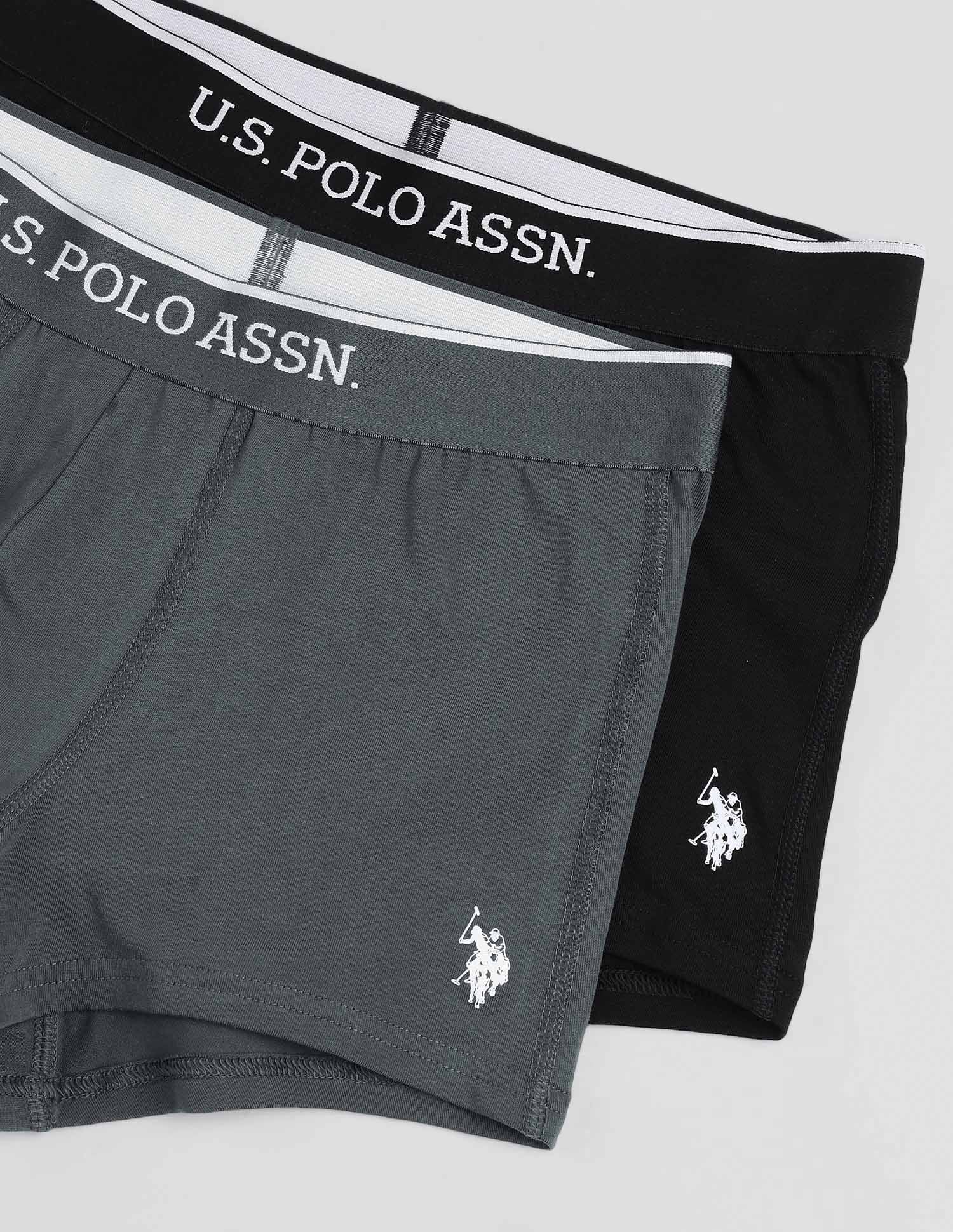 Antibacterial Solid ET004 Trunks - Pack Of 2 Iron Gate and Black - U.S. POLO ASSN. | Large