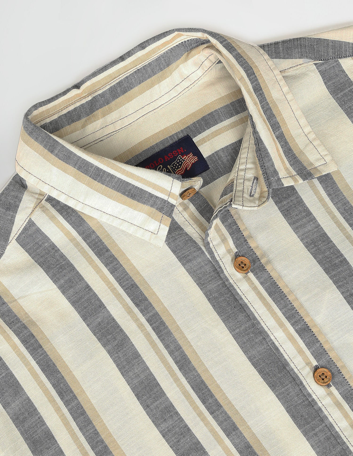 Vertical Stripe Cotton Shirt Off White - U.S. Polo Assn. India | Large
