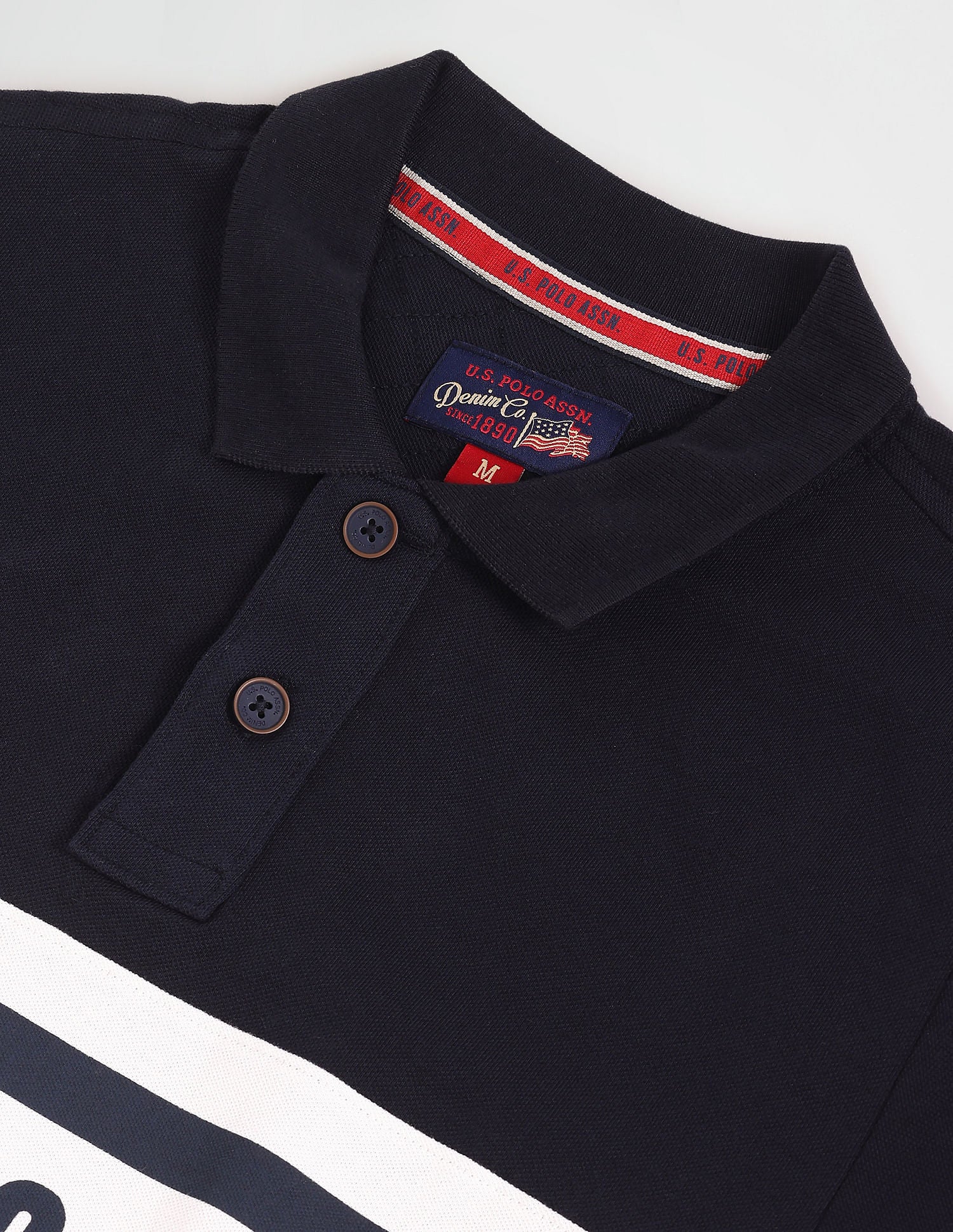 Typographic Print Cotton Polo Shirt Black - U.S. Polo Assn. India | Large