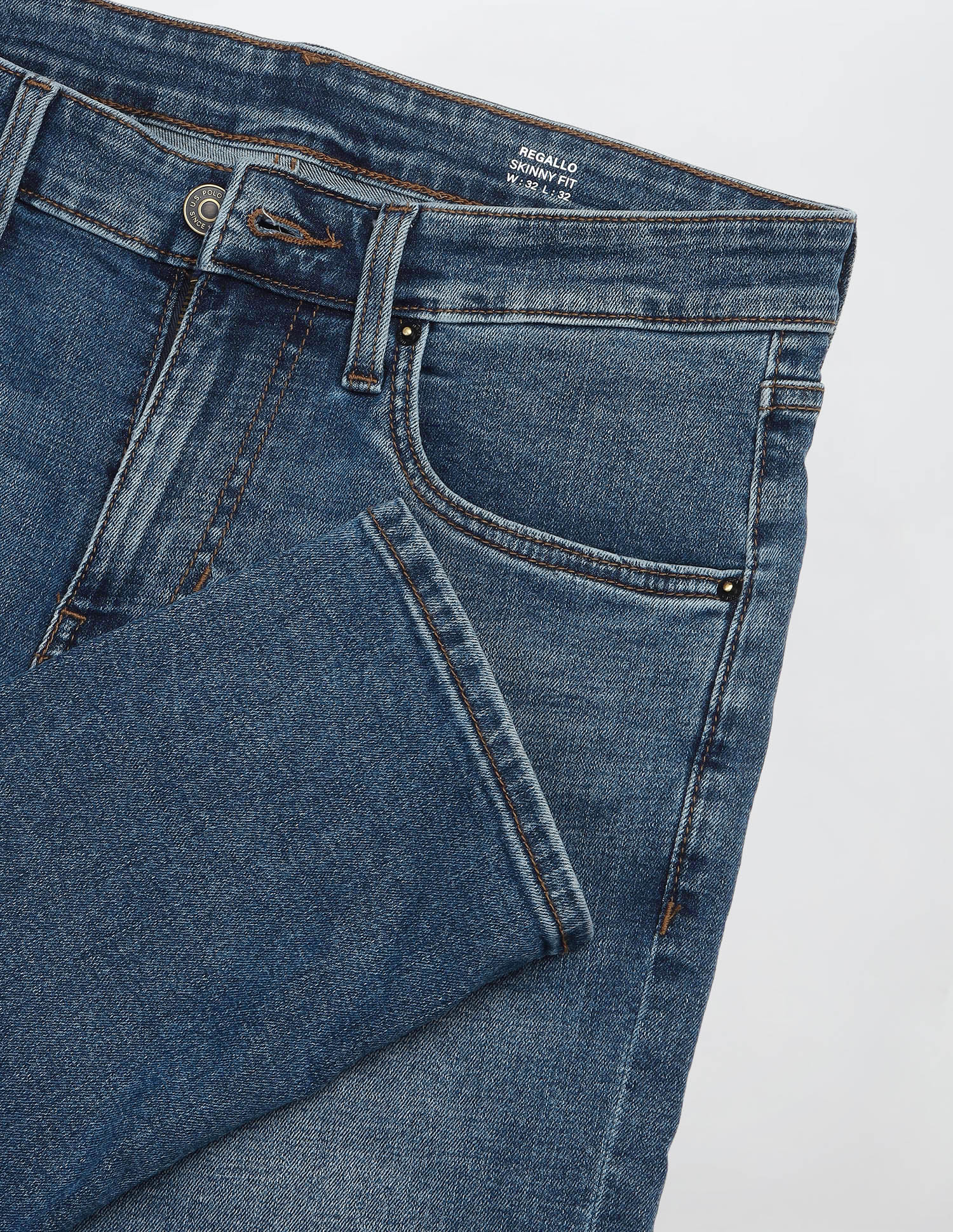 Regallo Skinny Fit Blue Jeans Mid Blue - U.S. Polo Assn. India | Large