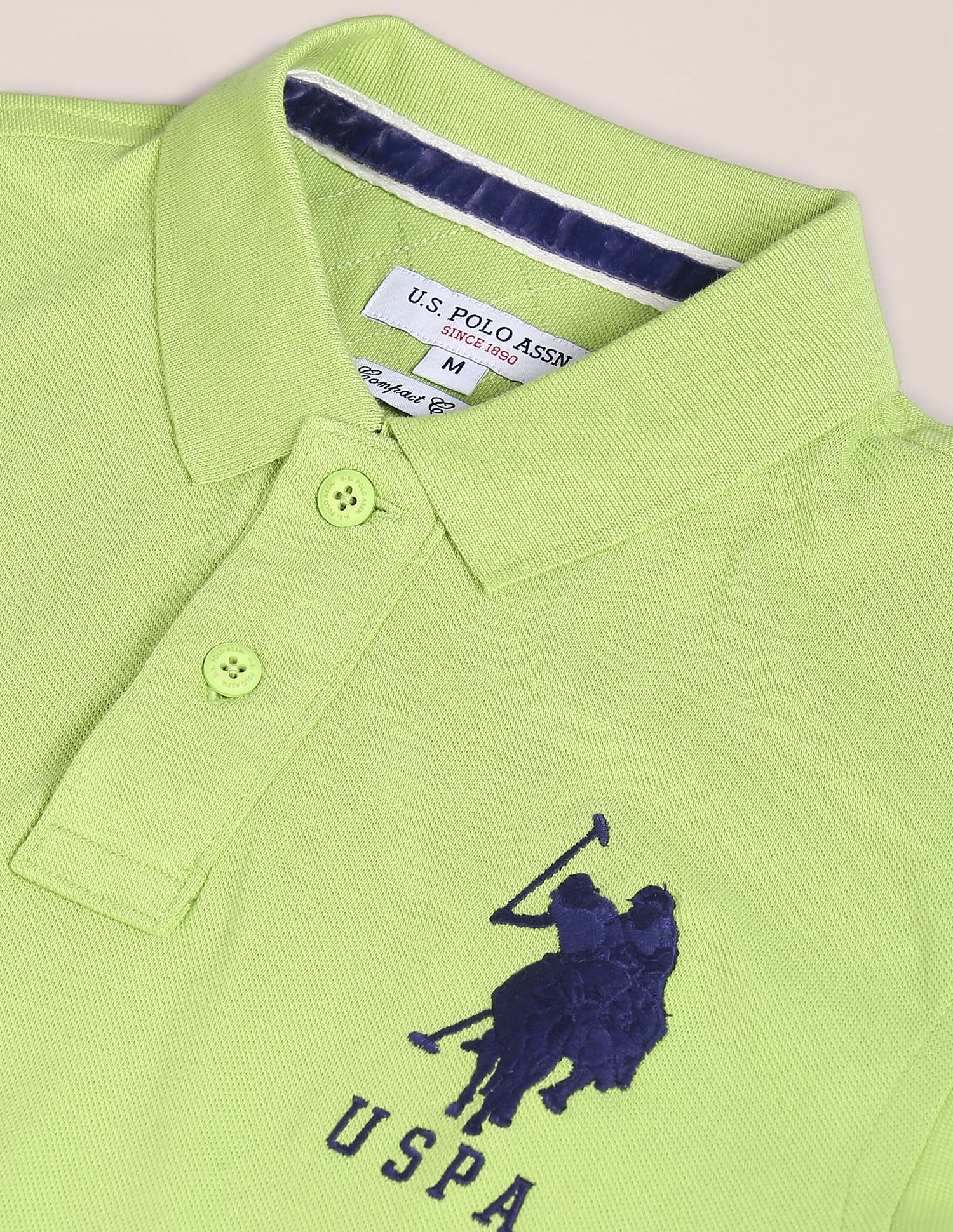 Compact Cotton Logo Polo Shirt Green - U.S. POLO ASSN. | Large