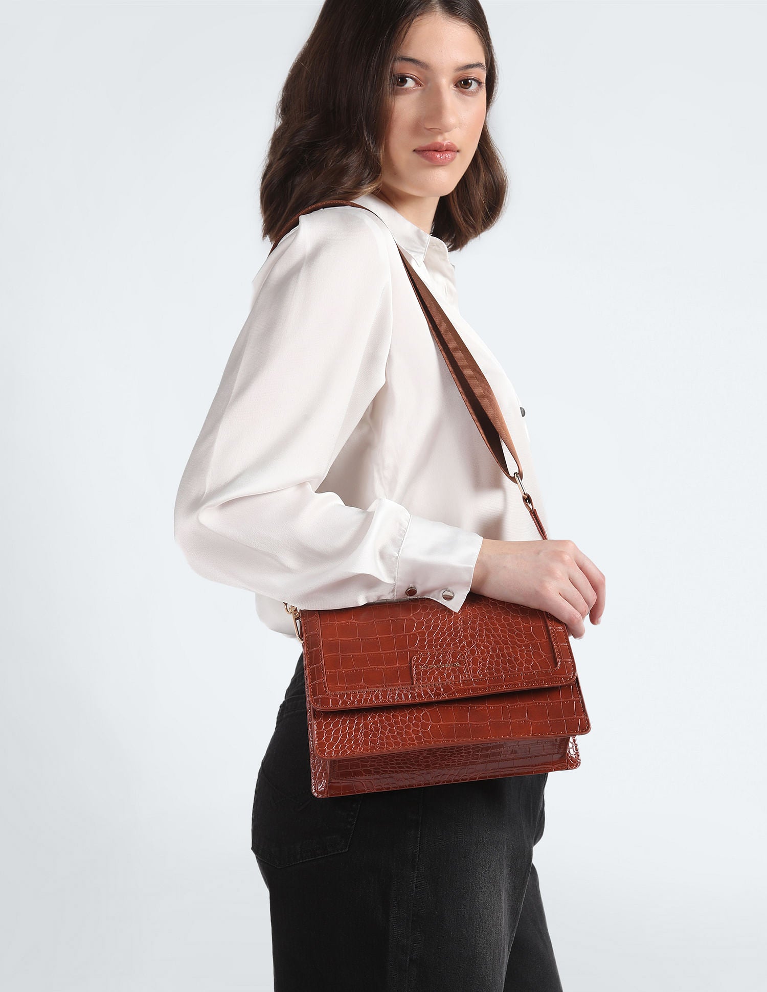 City Girl Textured Sling Bag Rust - U.S. POLO ASSN. | Large