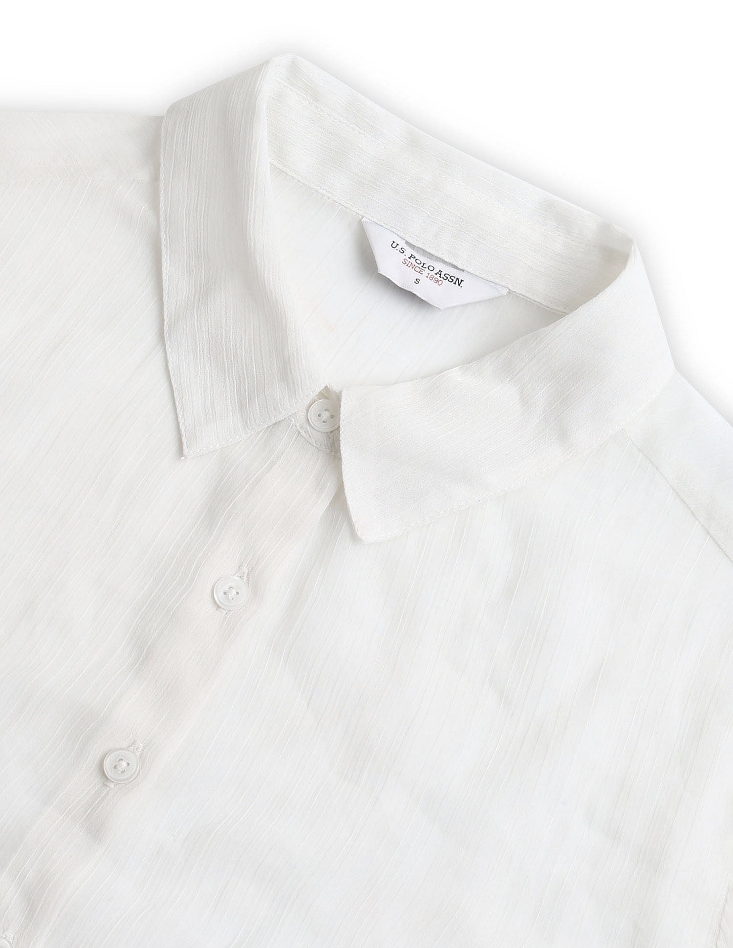 Colour Blocked Chiffon Shirt White, Red, and Navy - U.S. POLO ASSN. | Large