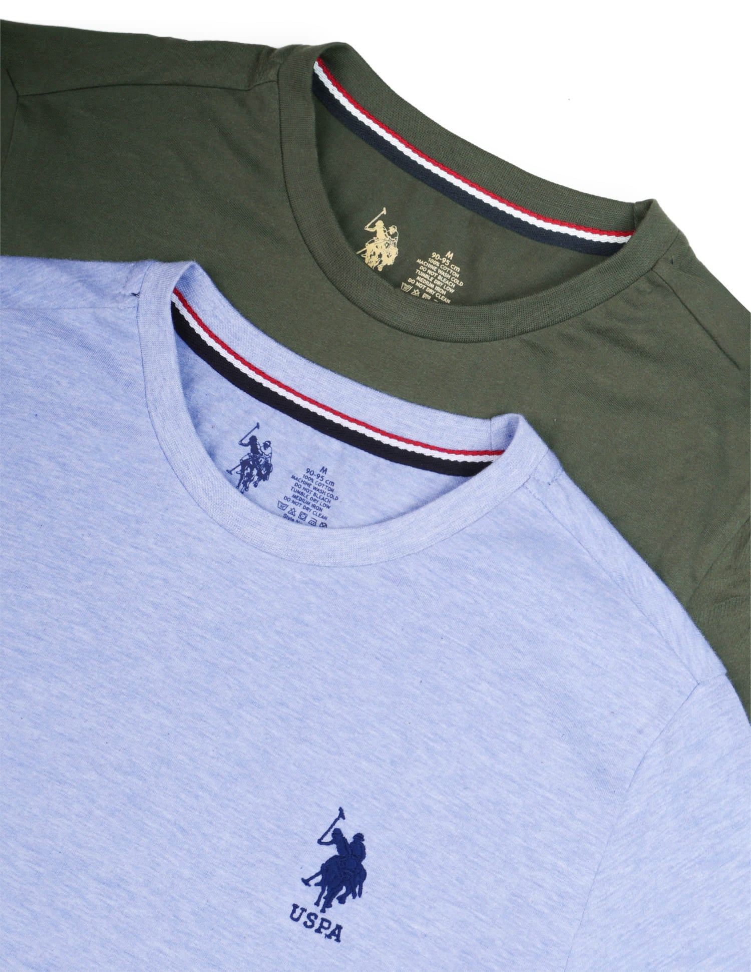 Tonal Logo Cotton 1633 Lounge T-Shirt - Pack Of 2 Olive and Blue Mel - U.S. Polo Assn. India | Large