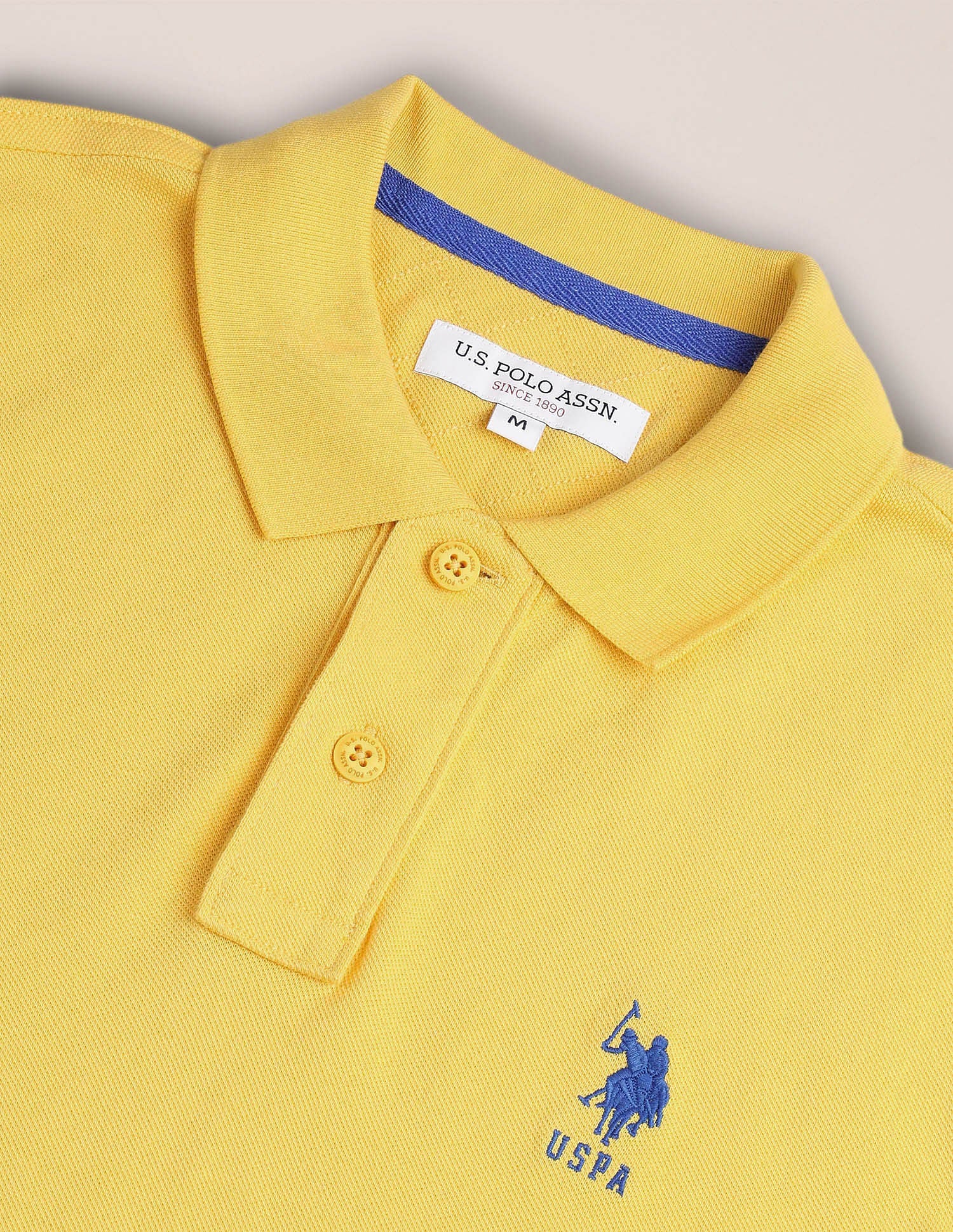 Slim Fit Pure Cotton Polo Shirt Yellow - U.S. Polo Assn. India | Large