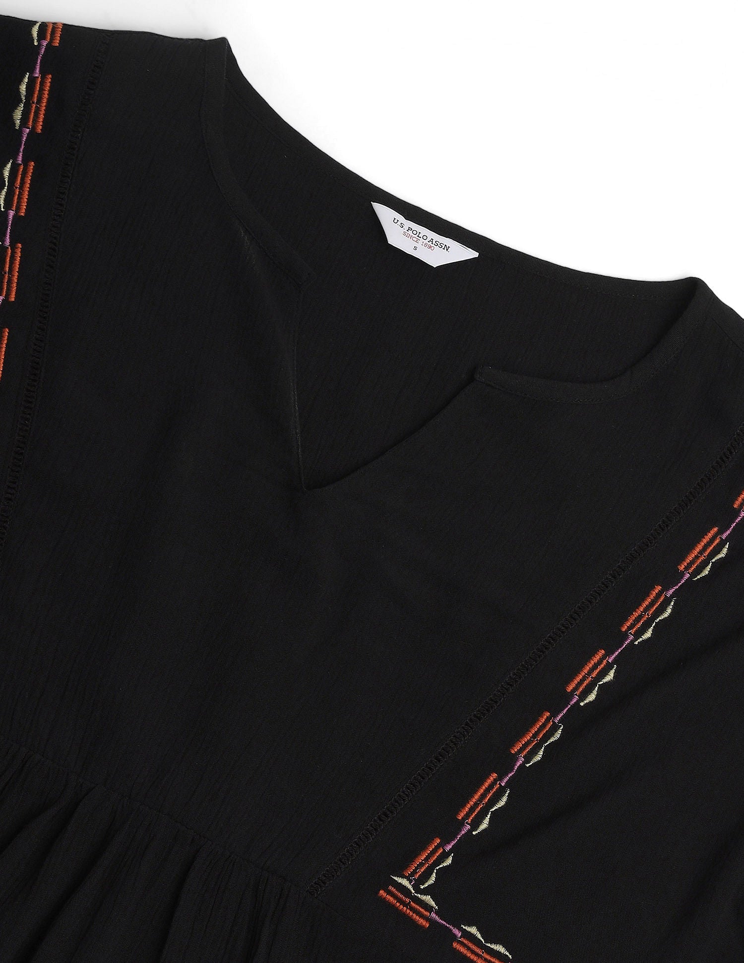 Crinkle Viscose Relaxed Top Black - U.S. POLO ASSN. | Large