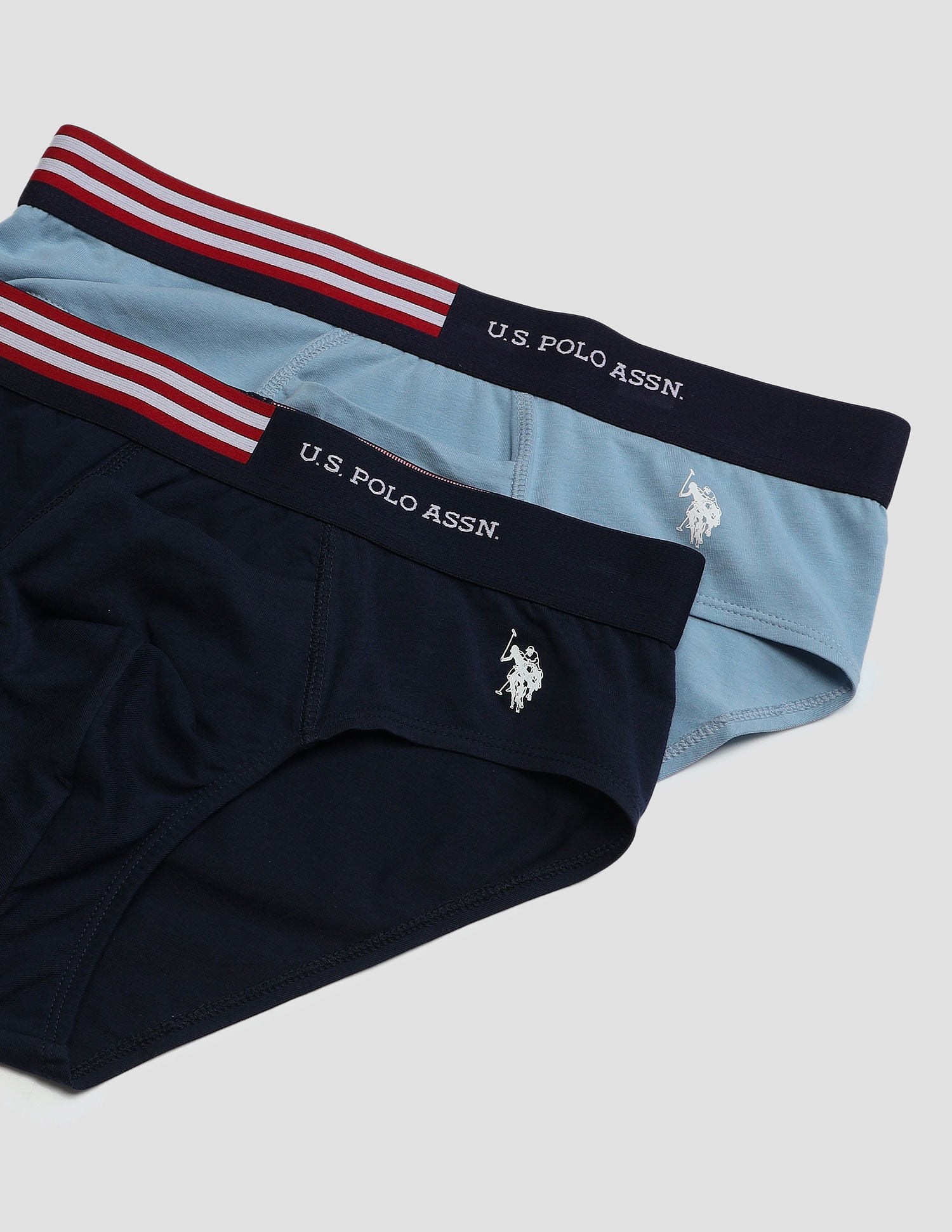 Flag Waist Single Jersey OEB06 Briefs - Pack Of 2 Navy and Blue - U.S. POLO ASSN. | Large